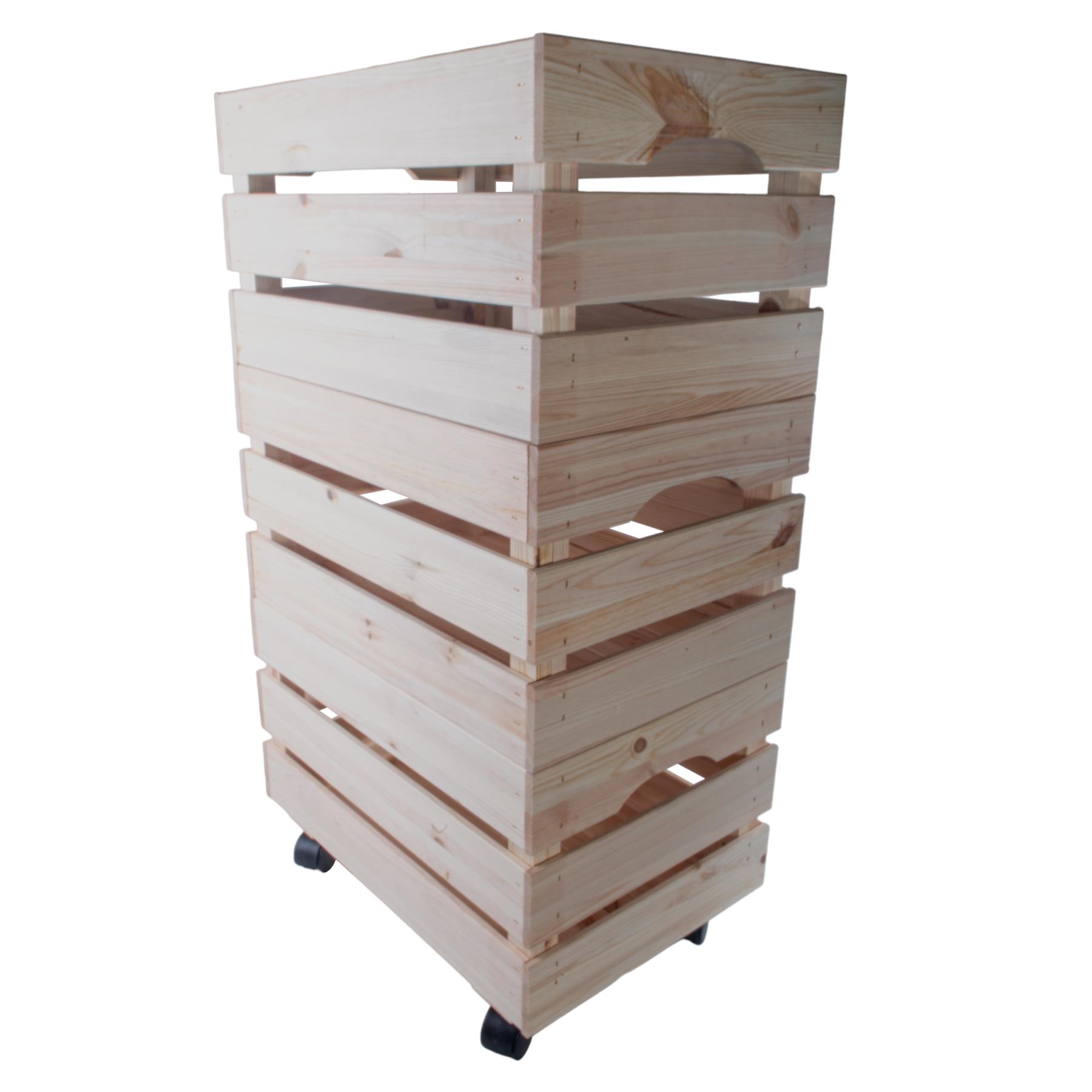 Large Wooden Crate With Wheels |1-4 Tier| Plain Pine Saving Space Storage Box - Picture 38 of 60