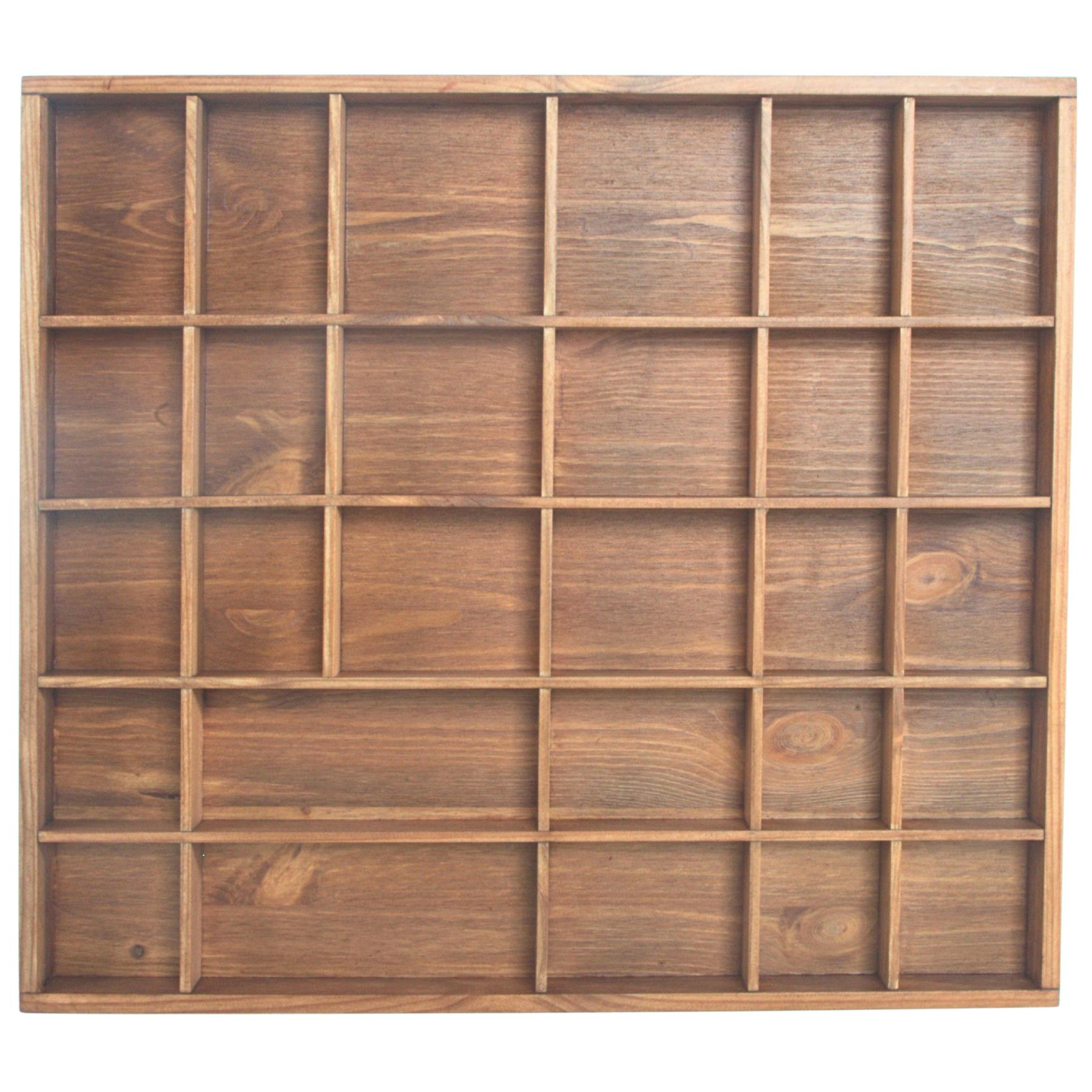 Wooden Display Cabinet Wall Trinket Shelf Tray 28 Compartments Choice of Colours - Picture 13 of 48
