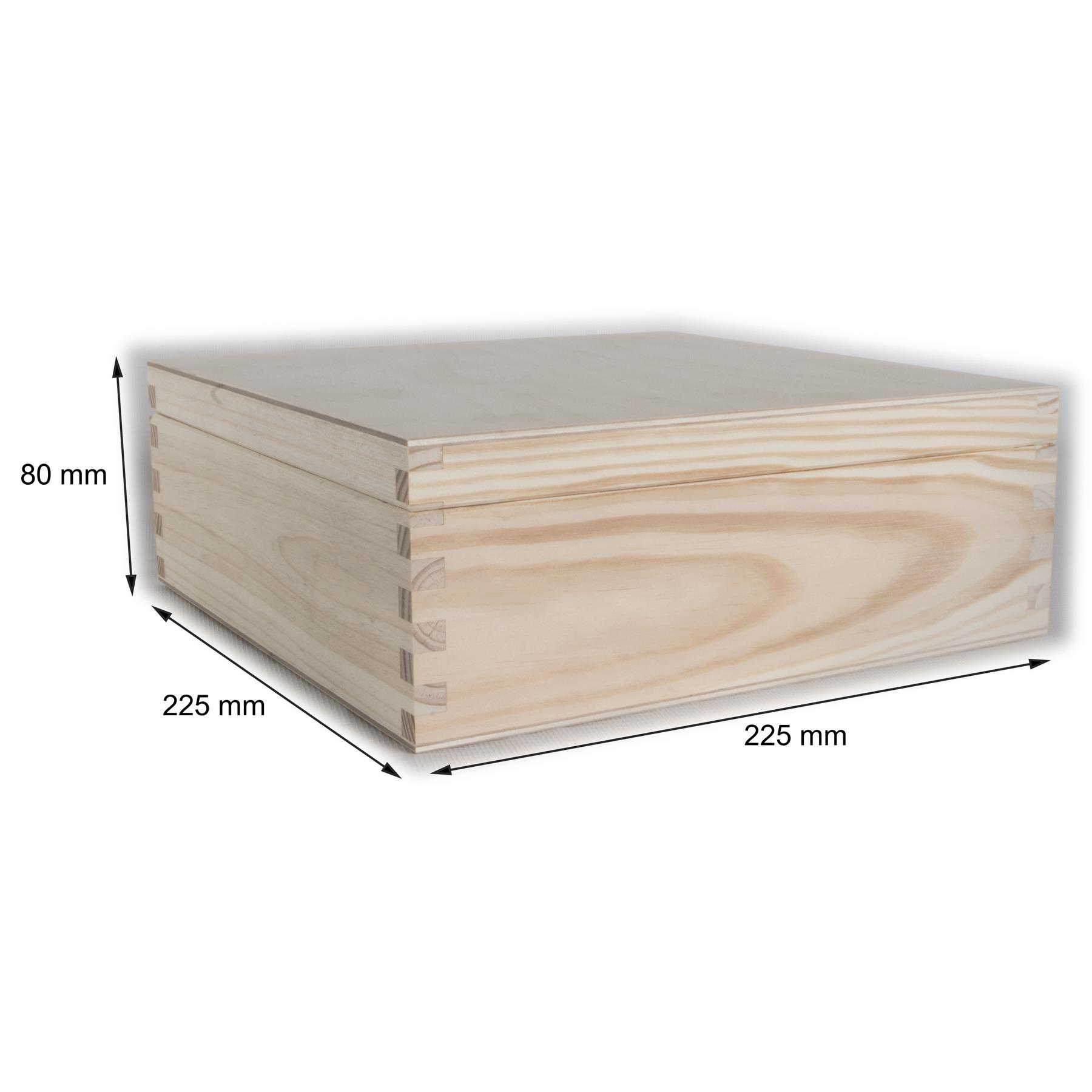 Square Wooden Lid Boxes | Plain Pine for Craft | Keepsake Trinket Memory Storage - Picture 177 of 238