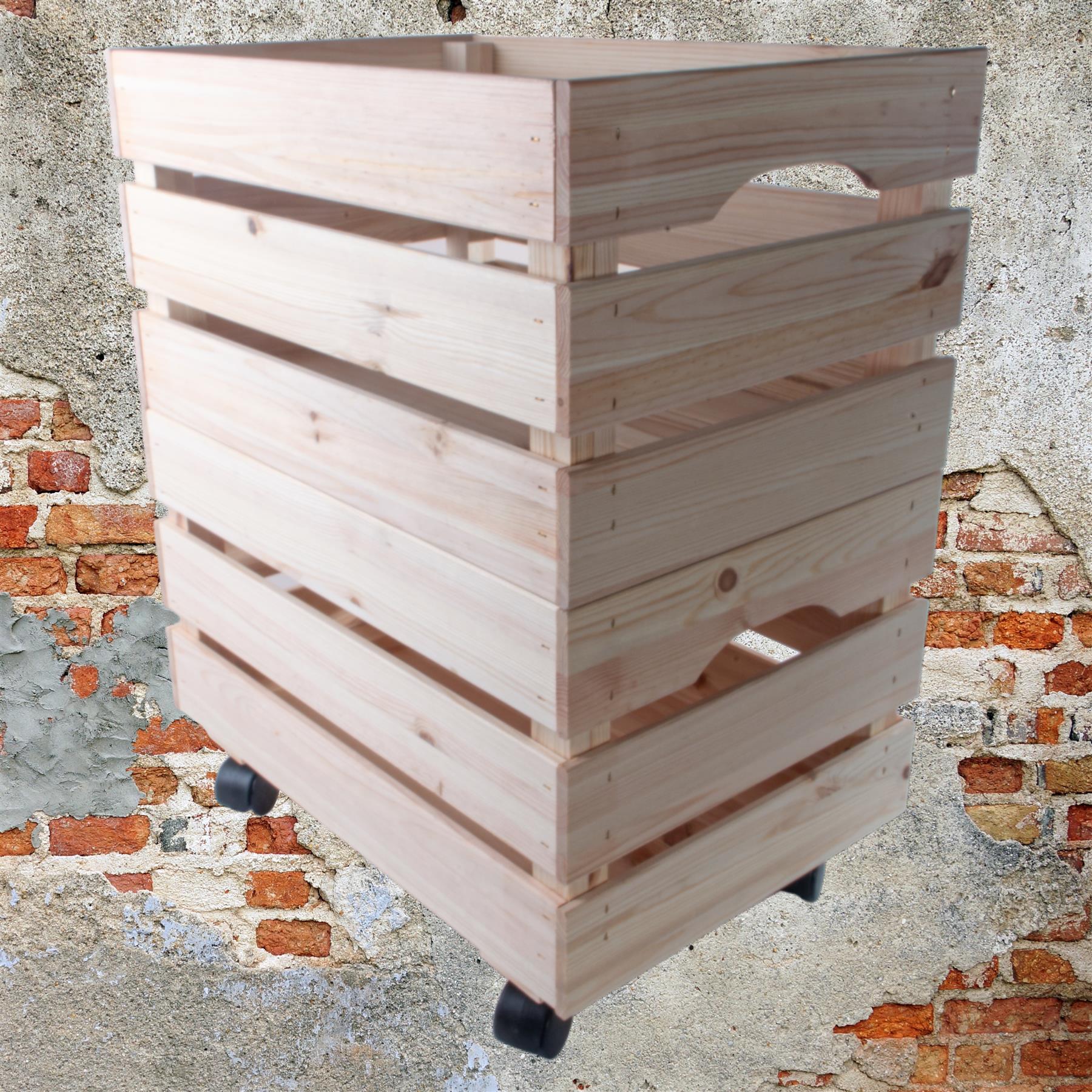 Large Wooden Crate With Wheels |1-4 Tier| Plain Pine Saving Space Storage Box - Picture 35 of 60
