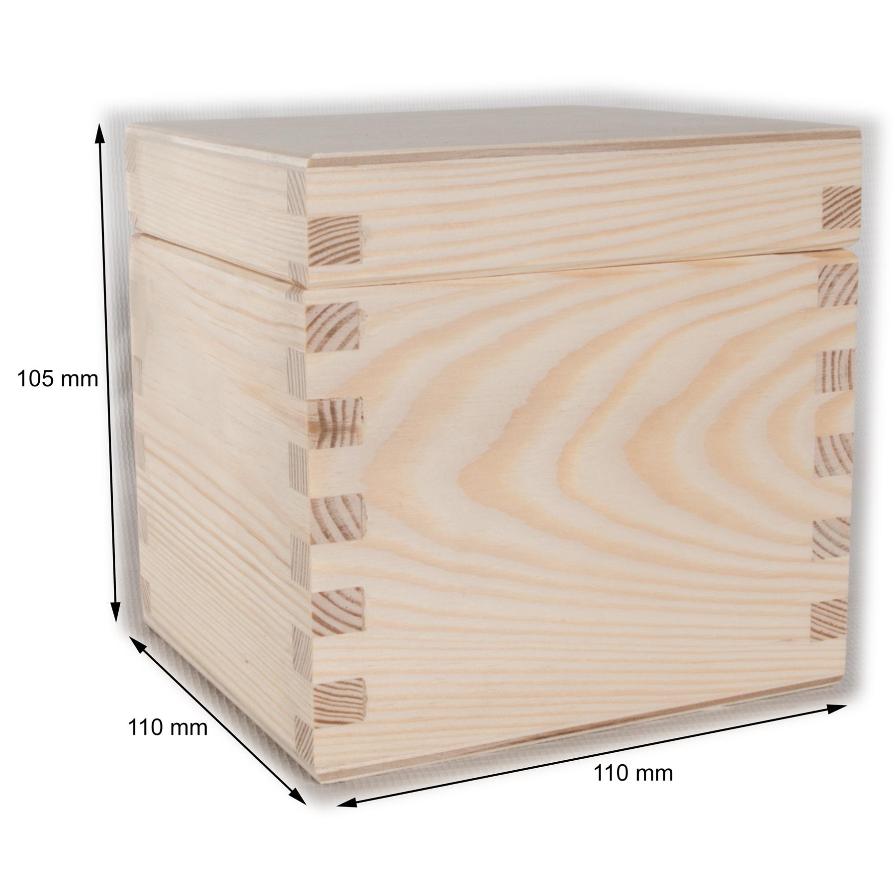 Square Wooden Lid Boxes | Plain Pine for Craft | Keepsake Trinket Memory Storage - Picture 30 of 238