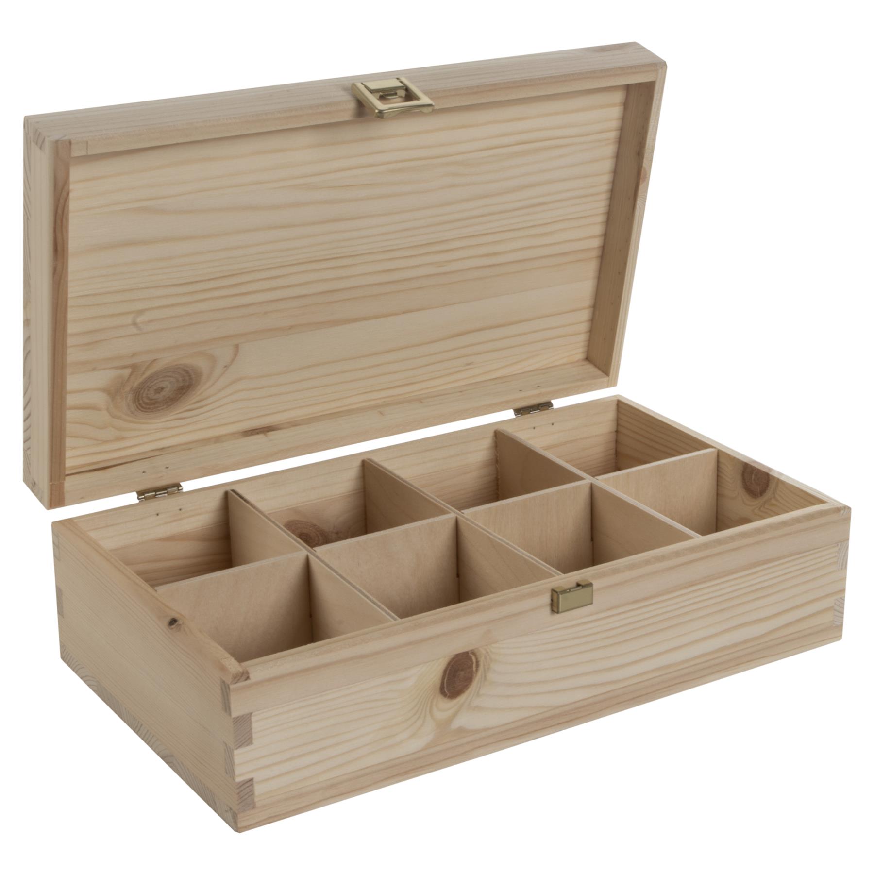 Decorative Natural Real Pinewood Boxes | Removable Dividers | 6/8/12 Sections - Picture 25 of 37