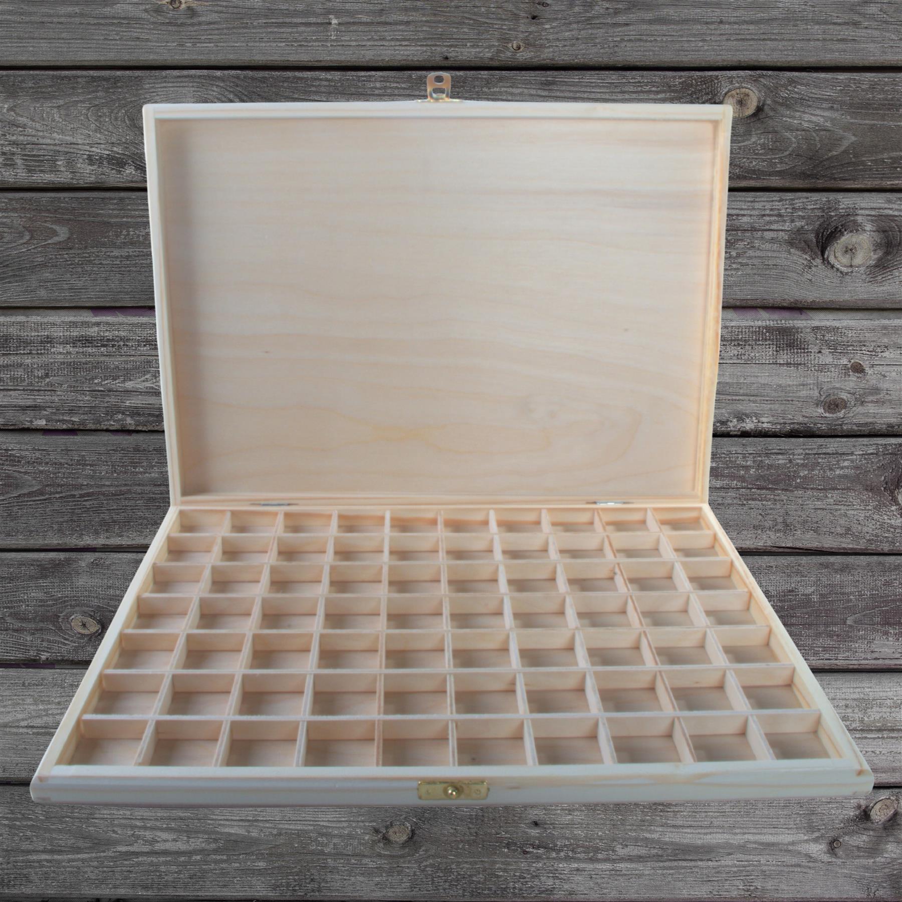 Wooden 40/50/70 Grids Gemstone Bead Jewellery Boxes Removable Dividers Organiser - Picture 27 of 48