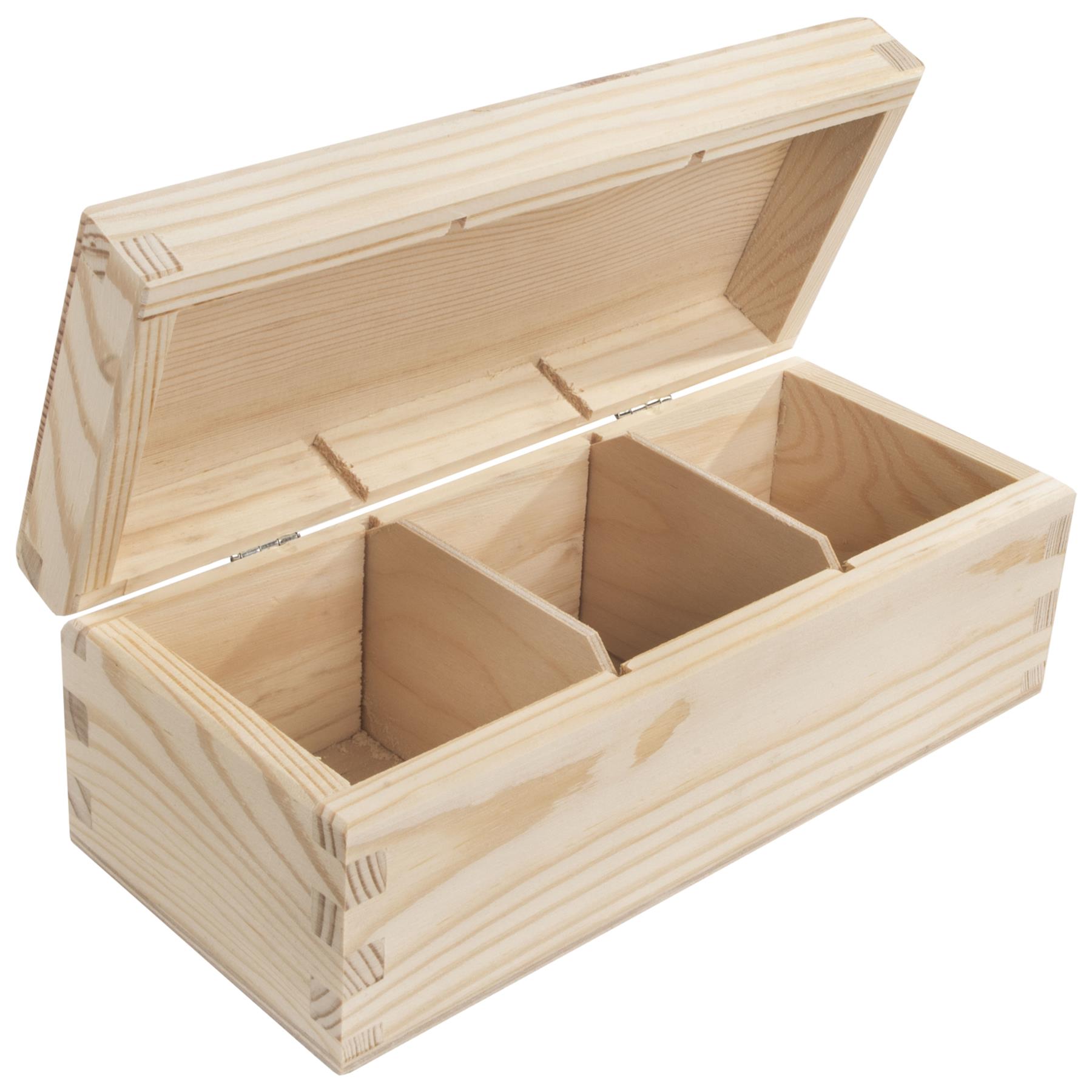 Plain Pine Wood Compartment Boxes with Nicely Rounded Lid | Decoupage Decorate - Picture 24 of 28