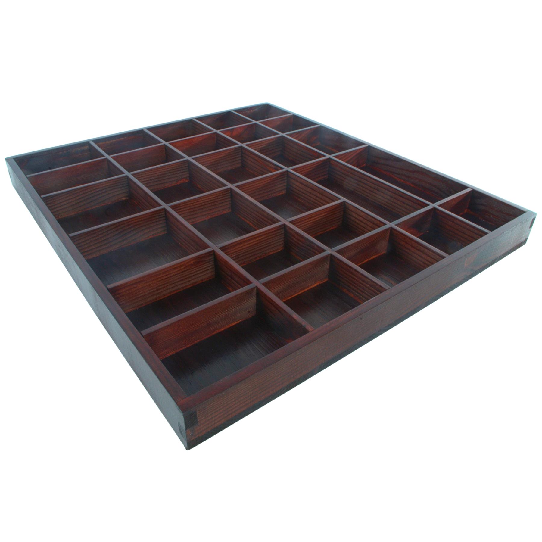 Wooden Display Cabinet Wall Trinket Shelf Tray 28 Compartments Choice of Colours - Picture 40 of 48
