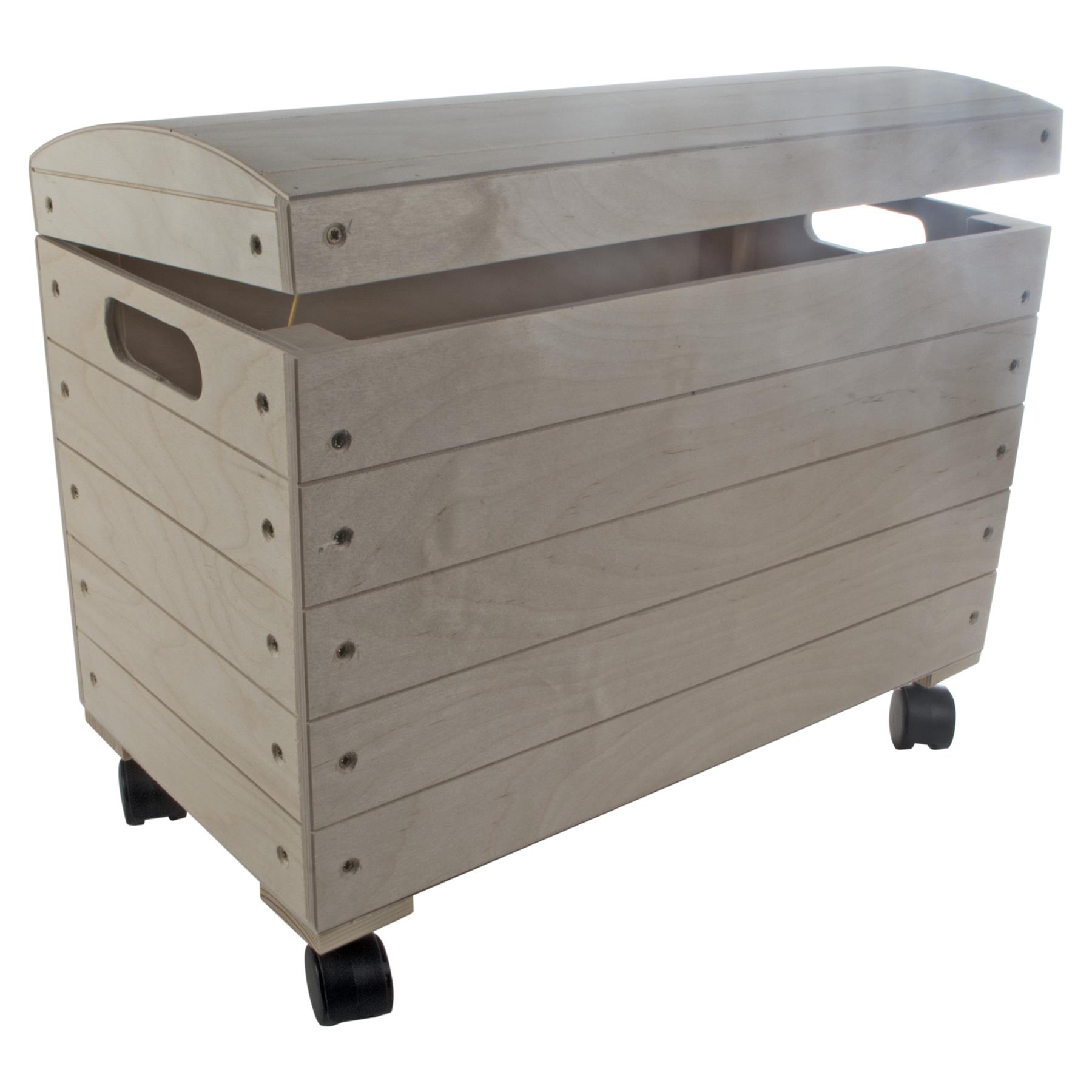 Wooden Trunk Chest Storage Box Lid & Wheels | Paint Yourself | Choice of Sizes - Picture 7 of 21