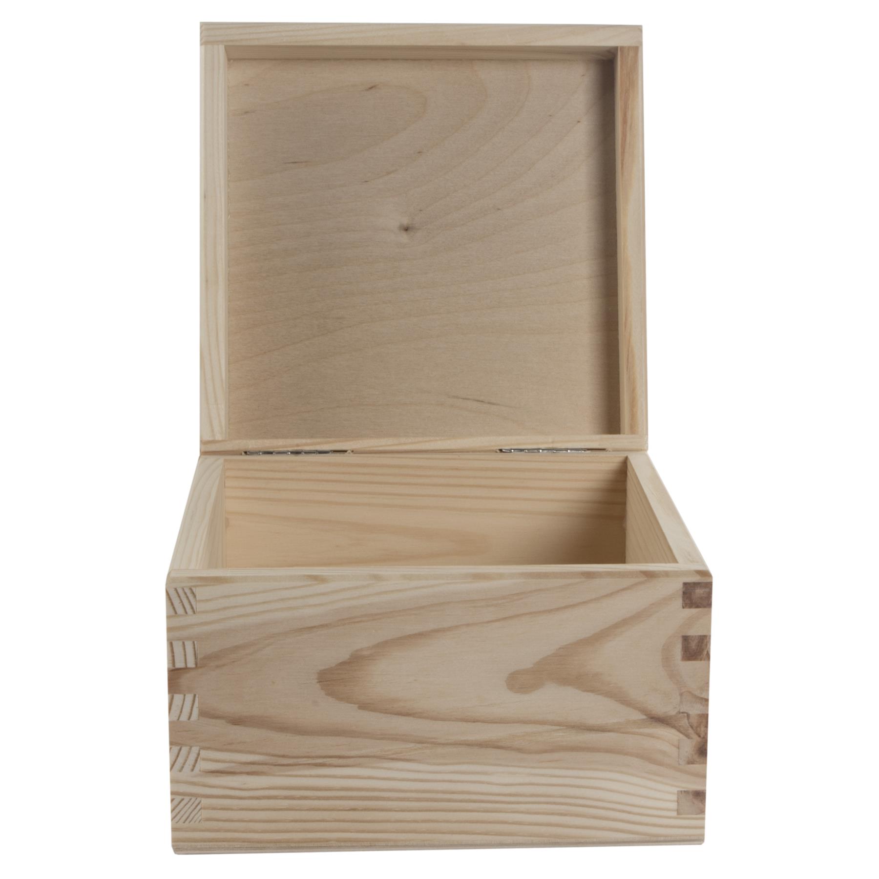 Square Wooden Lid Boxes | Plain Pine for Craft | Keepsake Trinket Memory Storage - Picture 114 of 238