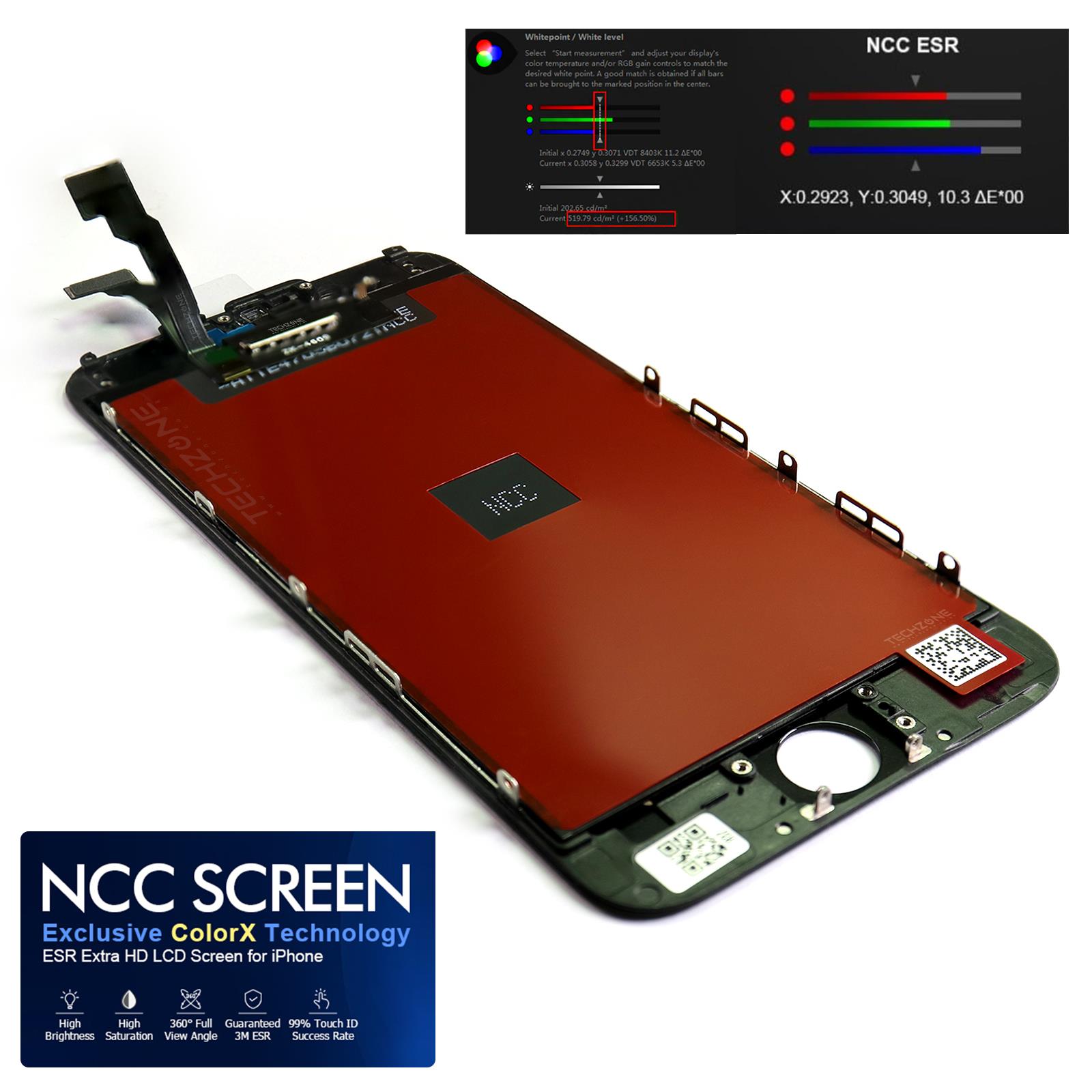 NCC ESR iPhone 6 4.7" Black Accurate Colour Touch LCD