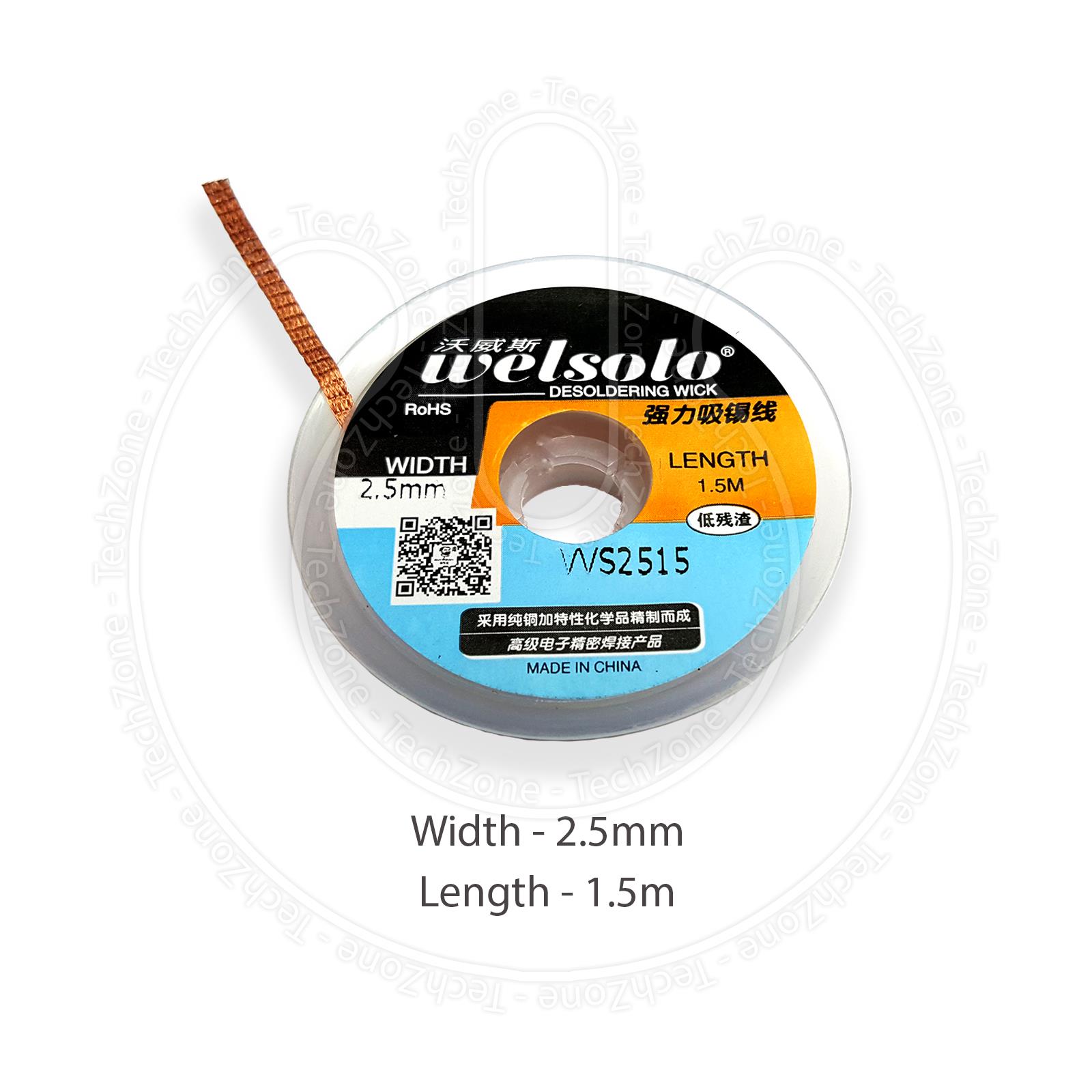 WELSOLO Desolder Desoldering Braid Wick Wire Mop Solder Sucker Fluxed