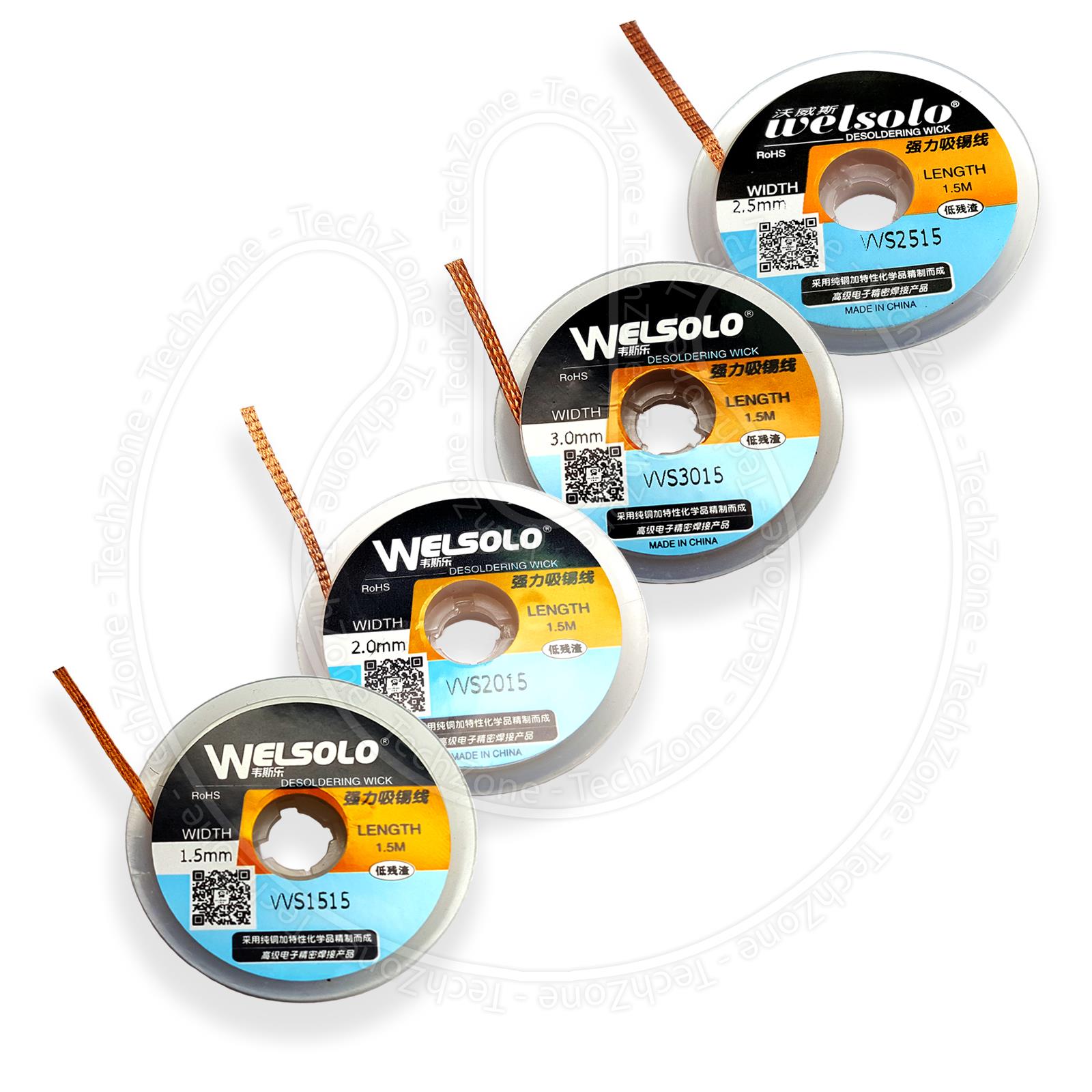 WELSOLO Desolder Desoldering Braid Wick Wire Mop Solder Sucker Fluxed