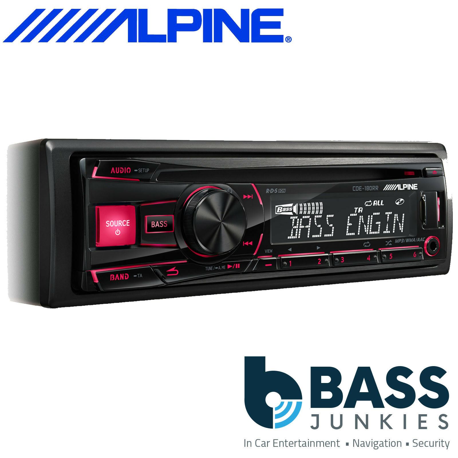 Alpine CDE180RR Single Din CD MP3 USB AUX Car Stereo Player Red