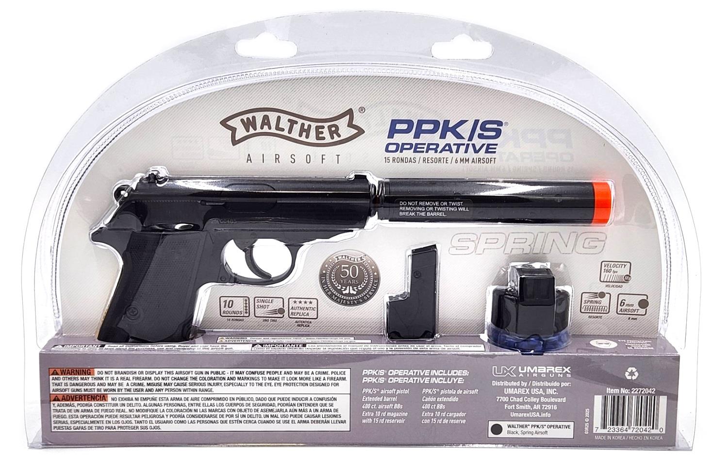 New Umarex Walther PPK/S Operative Kit Airsoft Spring Pistol w
