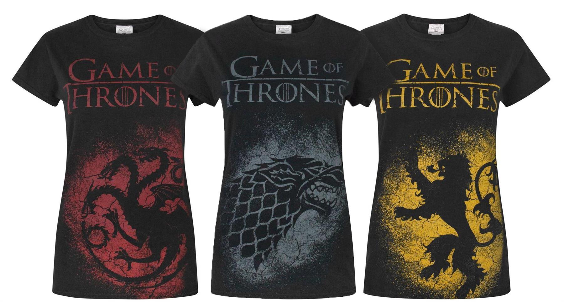4 HOUSES OF THRONES LADIES T-SHIRT GAME OF WESTEROS STARK TARGARYEN LANNISTER