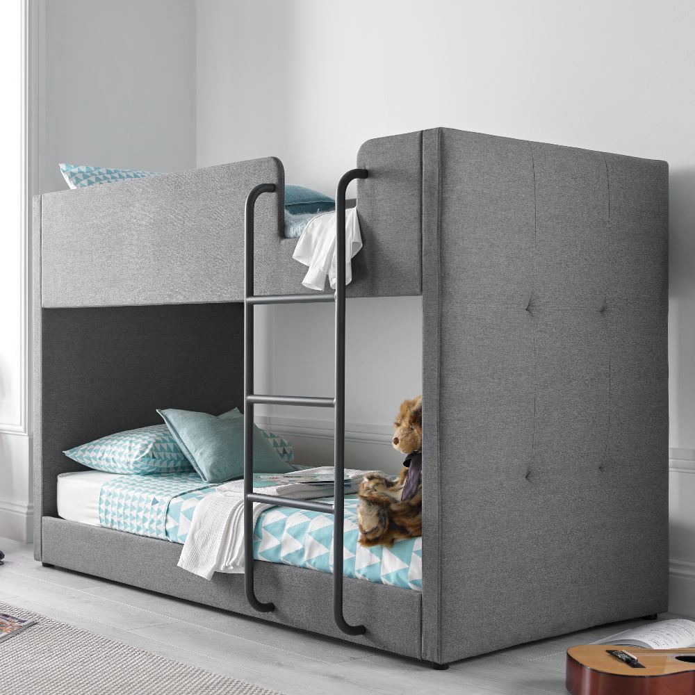 saturn fabric bunk bed 3ft single in grey with 4 mattress ebay bed