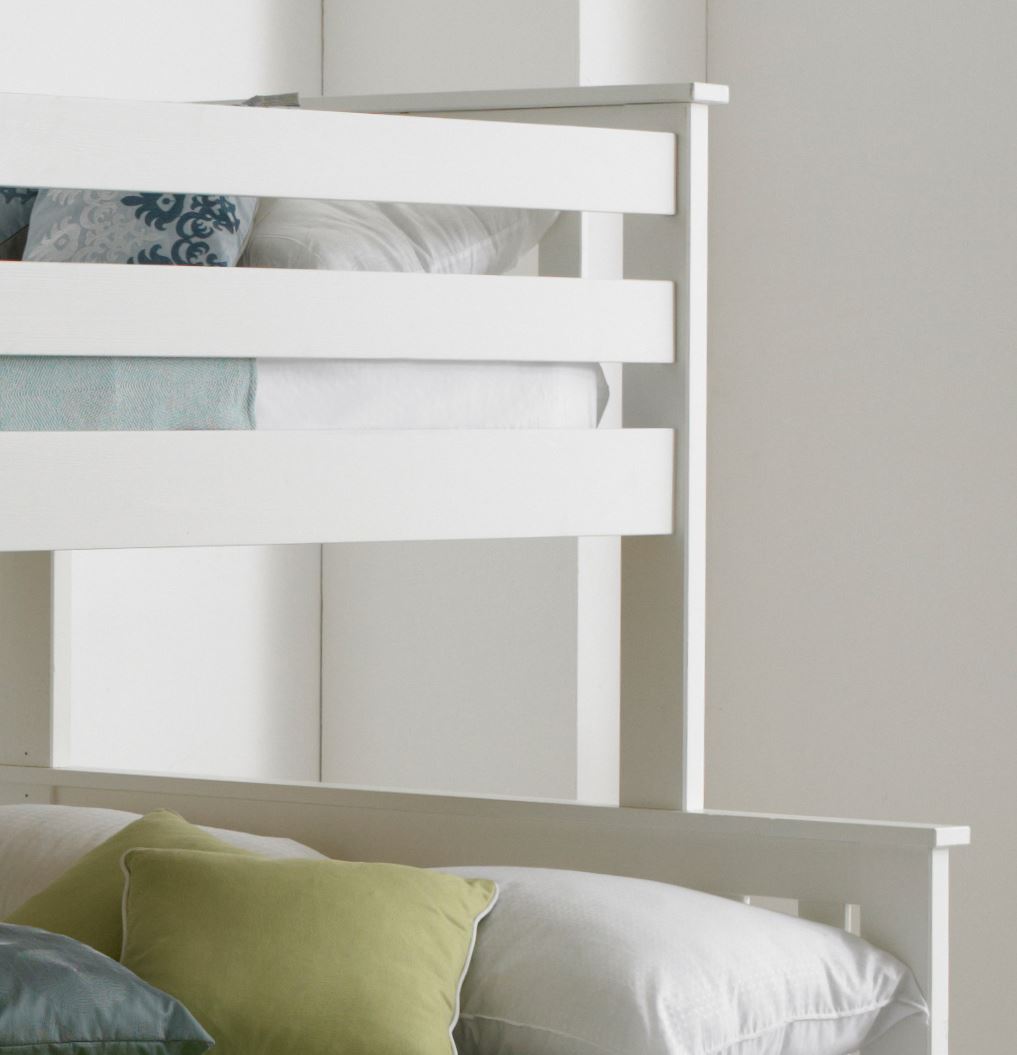 Solid PINEWOOD WHITE TRIPLE SLEEPER BUNK BED + 2 MATTRESSES, Bedroom