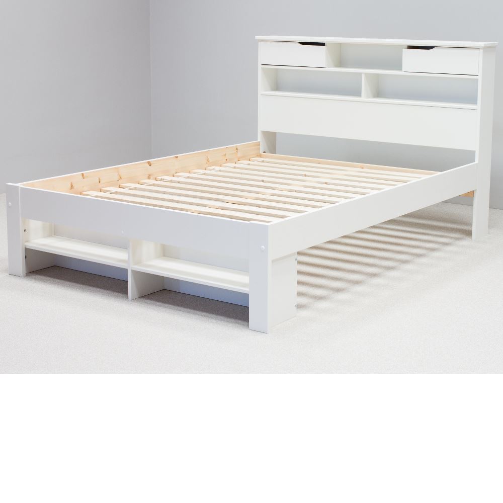 Fabio White Wood 2 Drawer Storage Bed With Mattress And Size