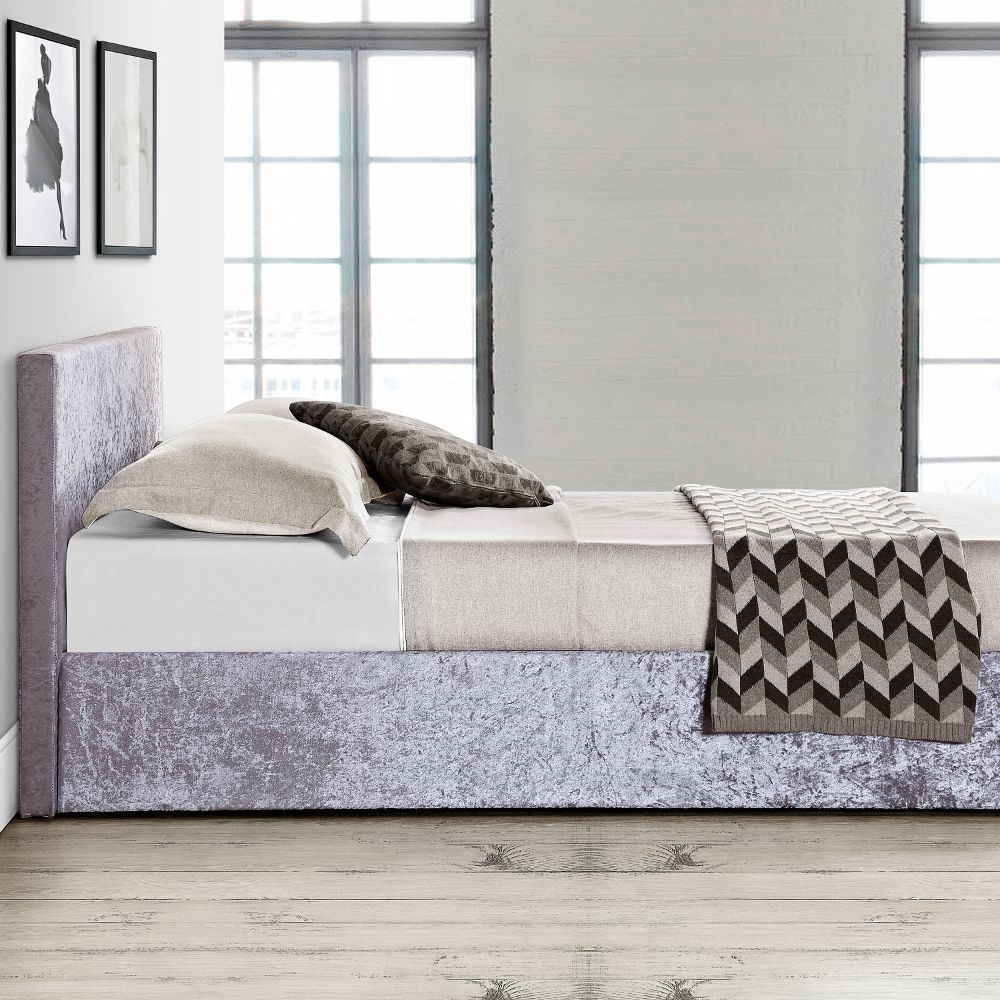 Berlin Crushed Velvet Ottoman Storage Bed with Mattress, Colour and