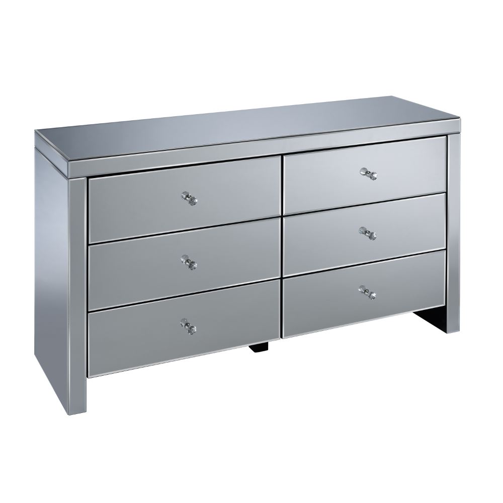 Seville Mirrored Wide Bedroom Chest Of Drawers With 6 Large