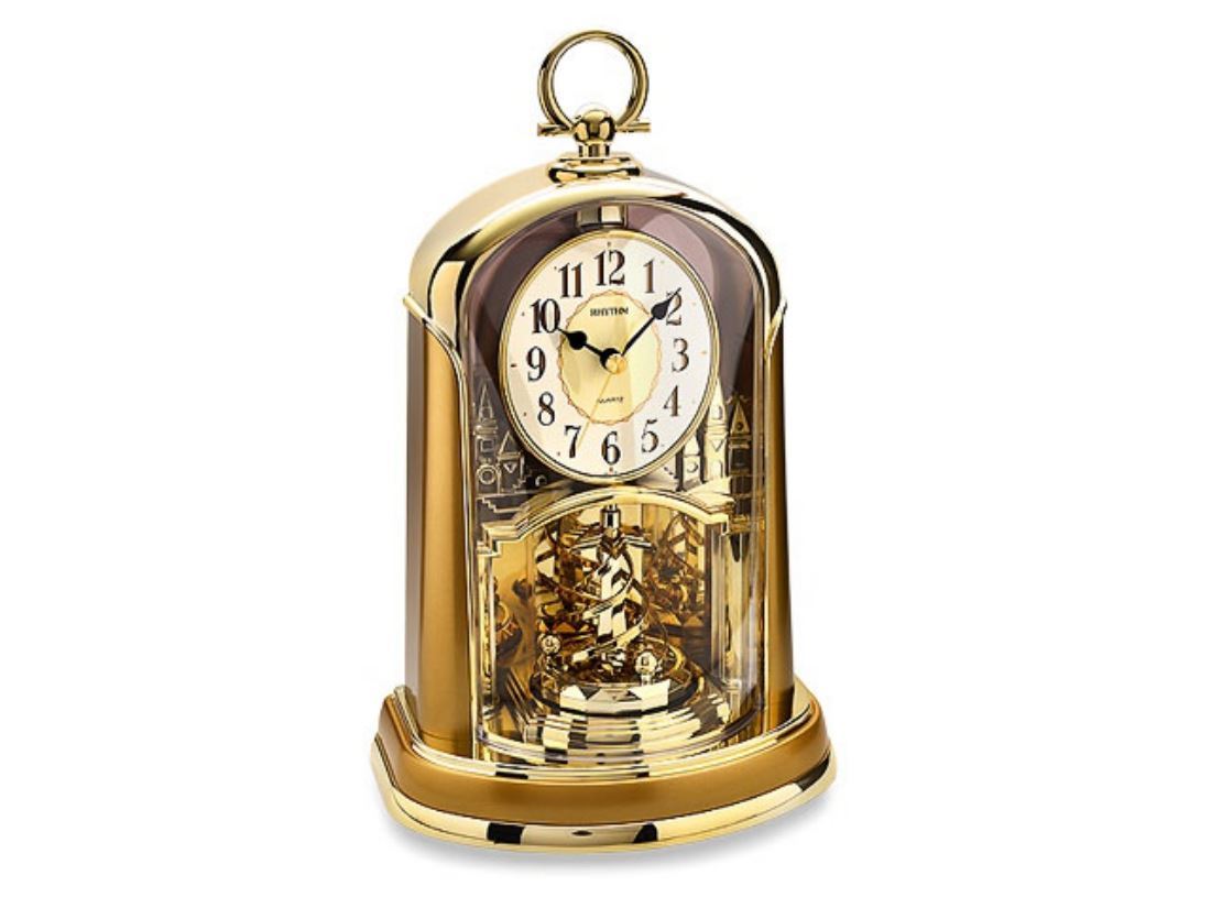 Rhythm Gold Tones Rotating Christmas Tree Inspired Pendulum Mantel