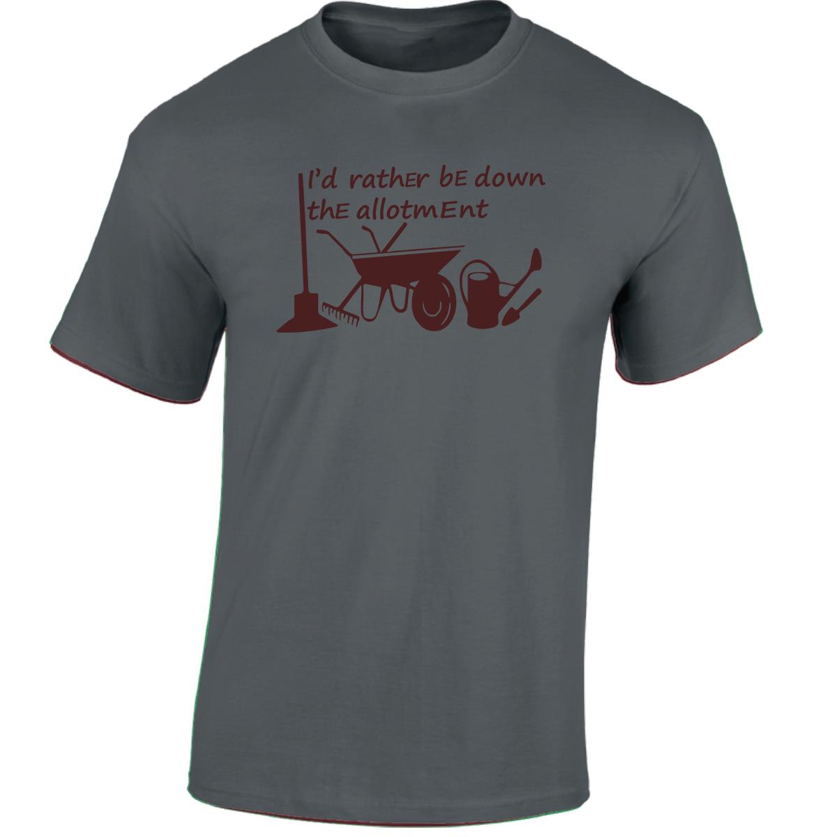 I'd Rather Be Down The Allotment Men T Shirt Printed Top Watering Digging Garden - Picture 6 of 15