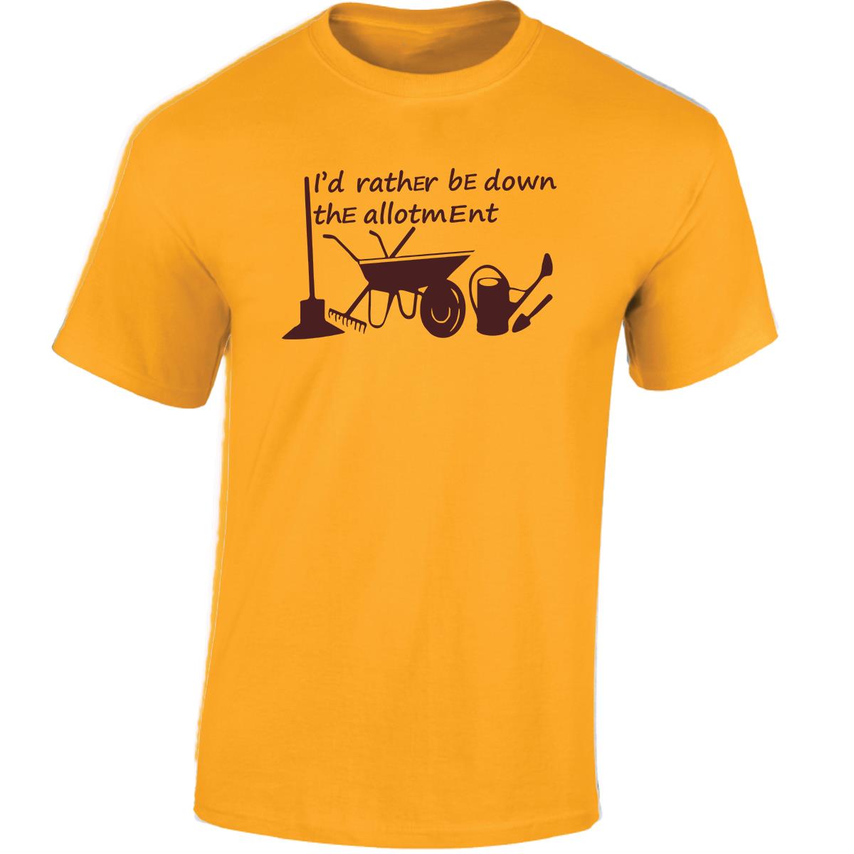 I'd Rather Be Down The Allotment Men T Shirt Printed Top Watering Digging Garden - Picture 7 of 15