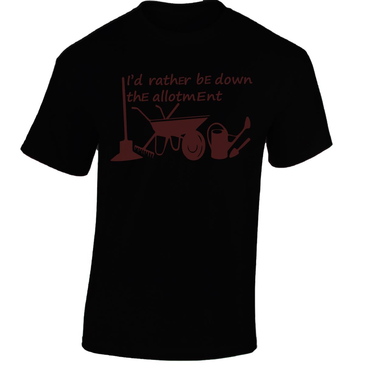 I'd Rather Be Down The Allotment Men T Shirt Printed Top Watering Digging Garden - Picture 5 of 15