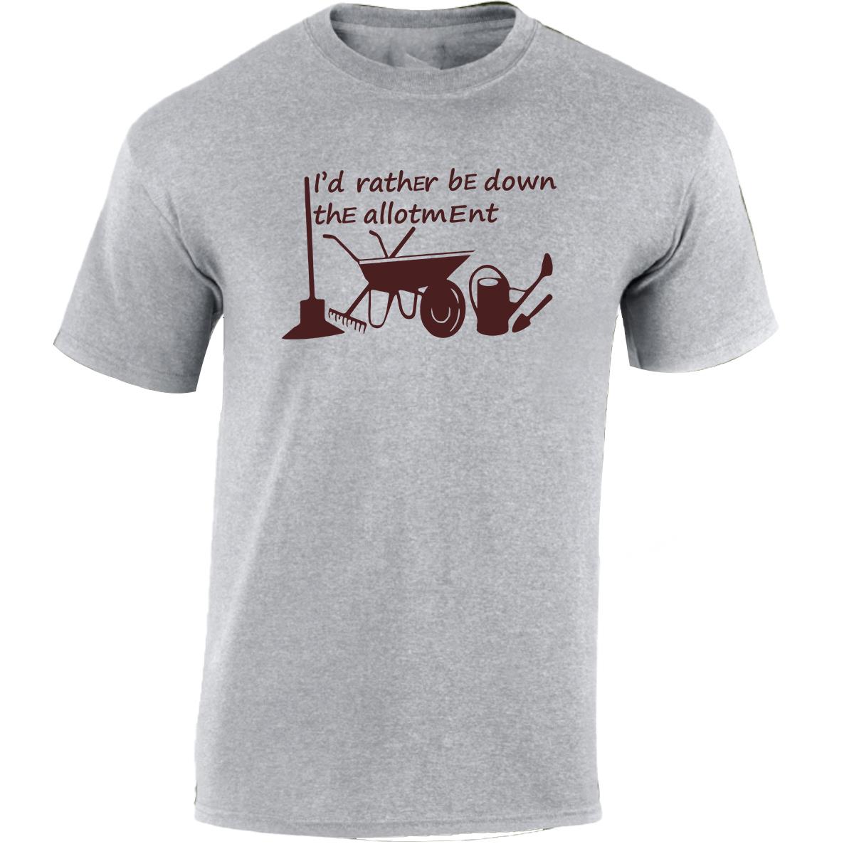 I'd Rather Be Down The Allotment Men T Shirt Printed Top Watering Digging Garden - Picture 14 of 15