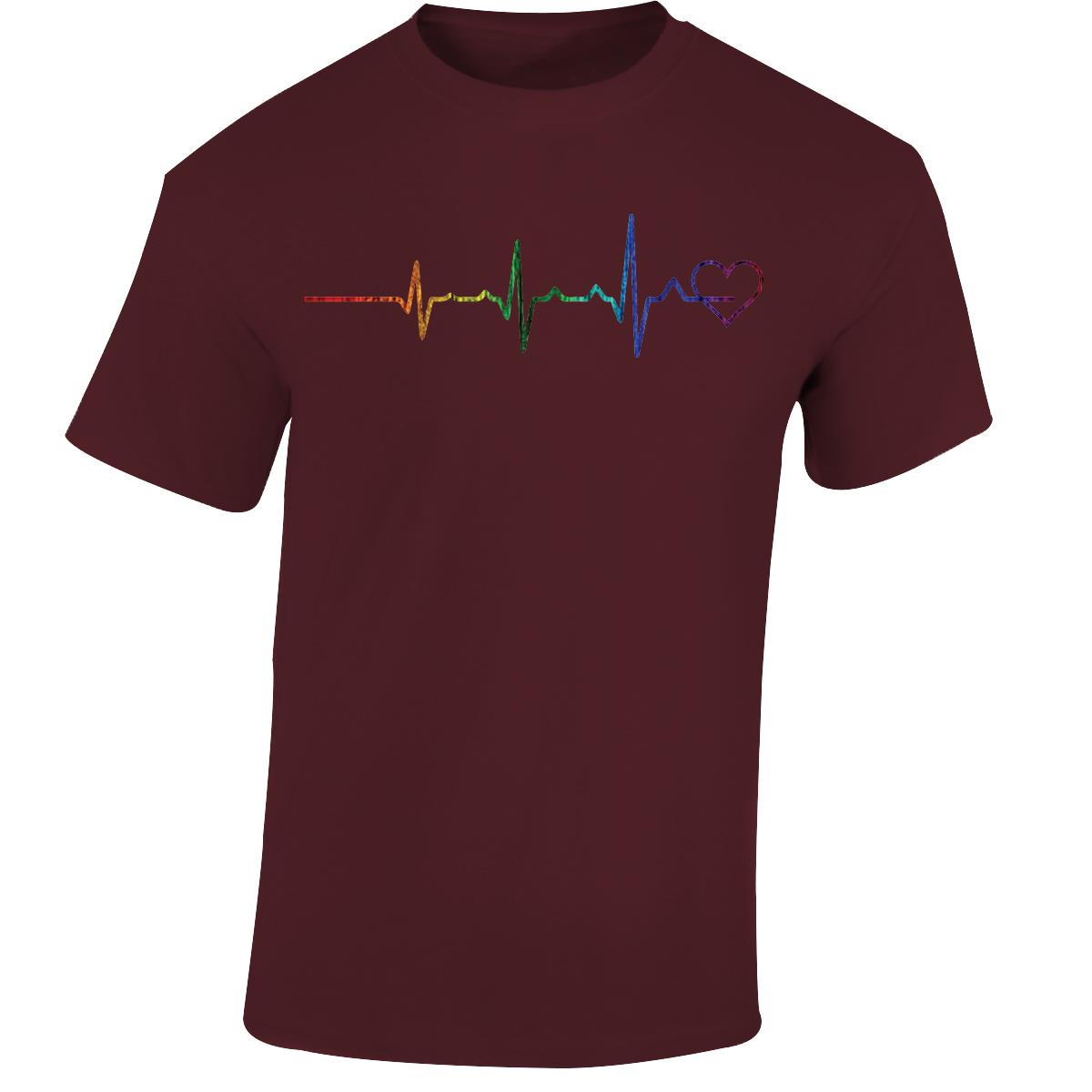 Rainbow Heartbeat Men T-Shirt lgbtq+ gay pride lesbian trans heart bi queer - Picture 9 of 14