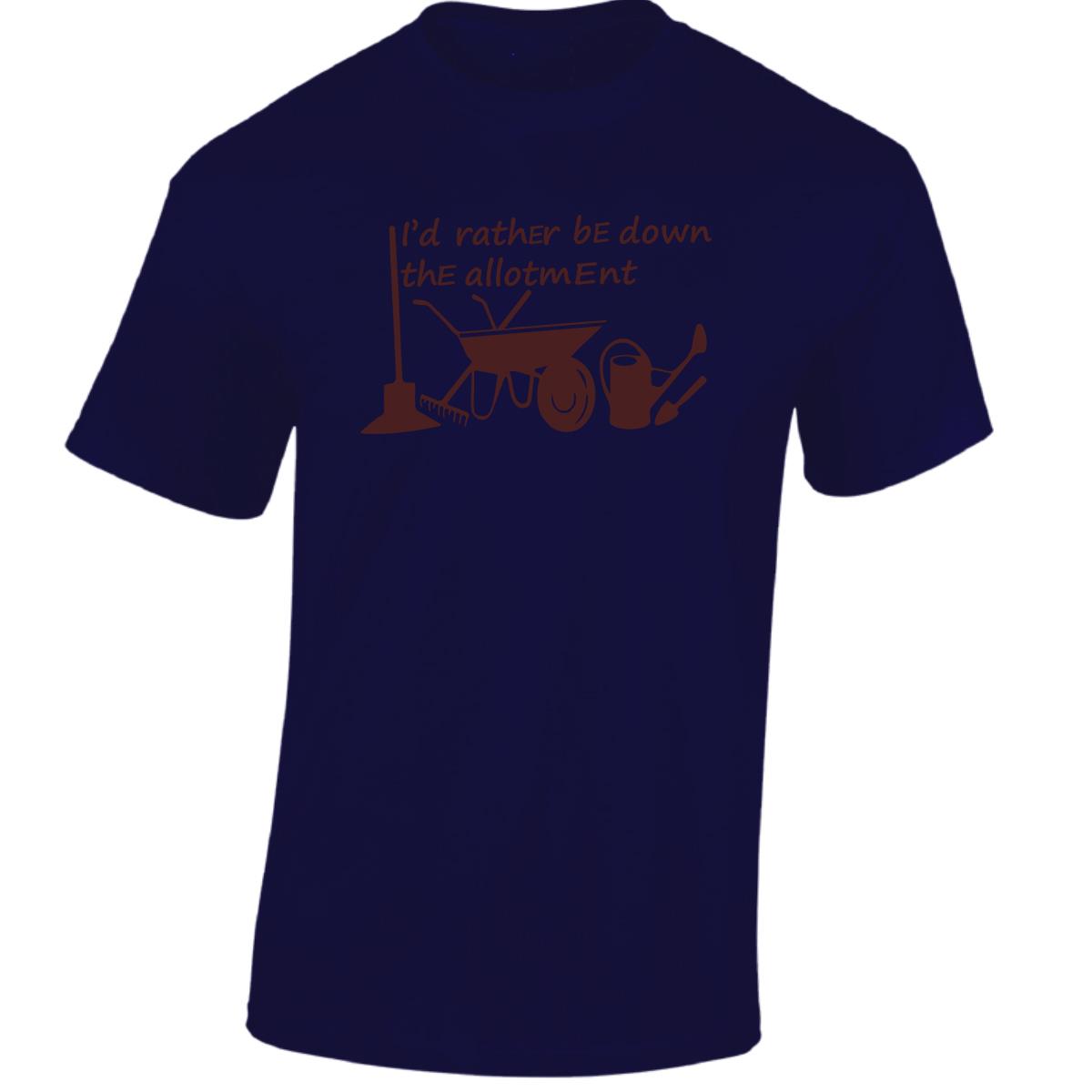 I'd Rather Be Down The Allotment Men T Shirt Printed Top Watering Digging Garden - Picture 10 of 15