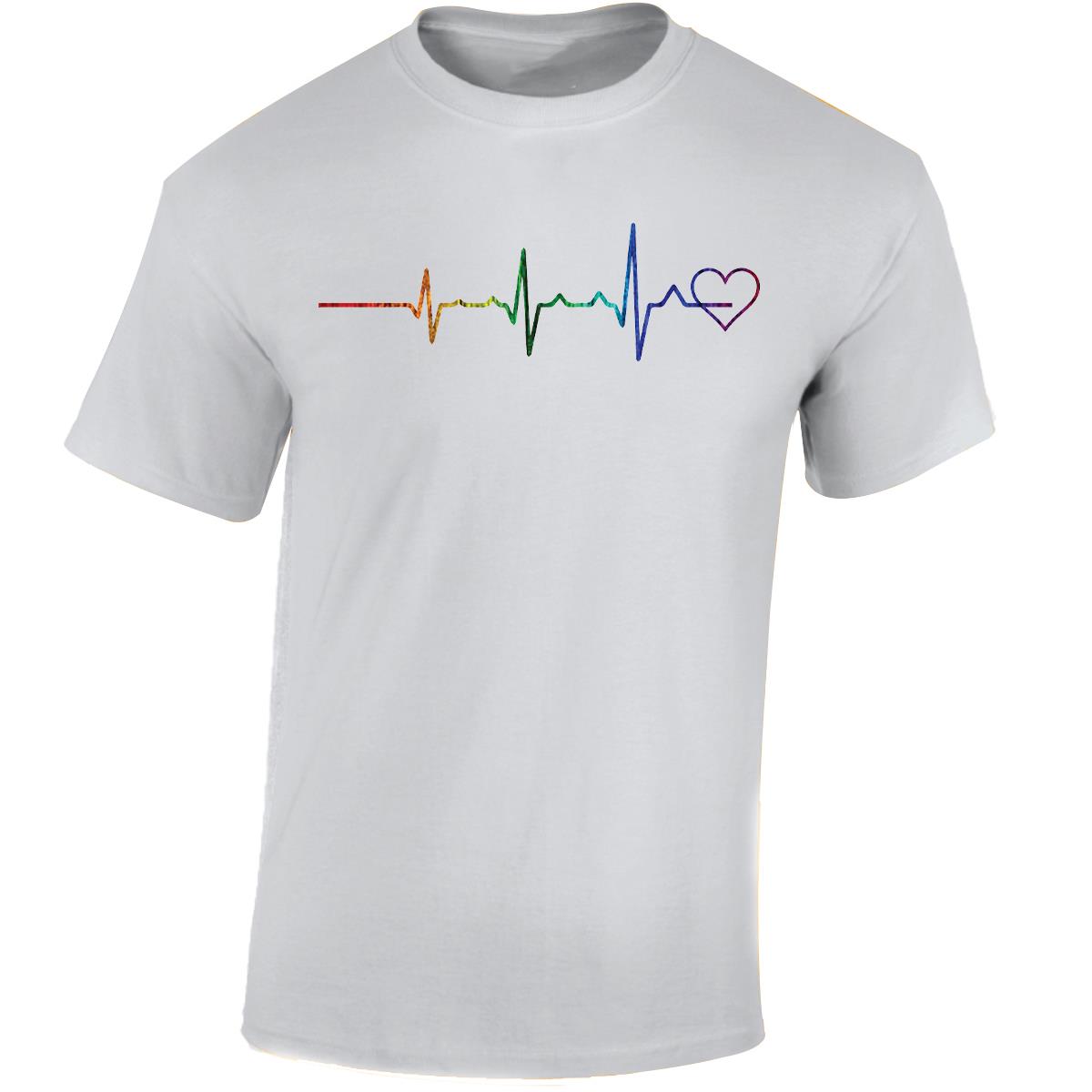 Rainbow Heartbeat Men T-Shirt lgbtq+ gay pride lesbian trans heart bi queer - Picture 7 of 14