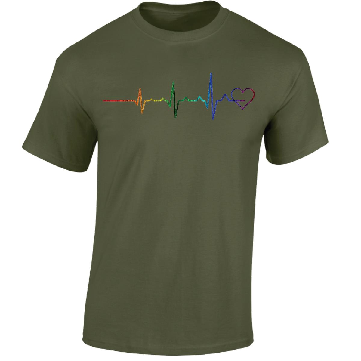 Rainbow Heartbeat Men T-Shirt lgbtq+ gay pride lesbian trans heart bi queer - Picture 8 of 14