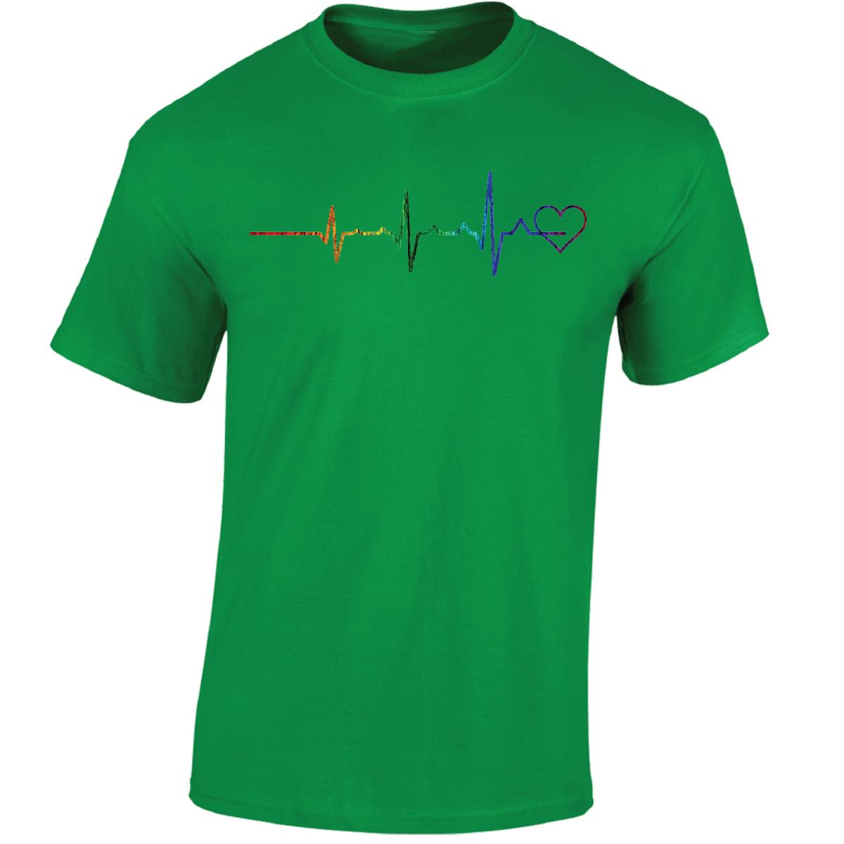 Rainbow Heartbeat Men T-Shirt lgbtq+ gay pride lesbian trans heart bi queer - Picture 6 of 14