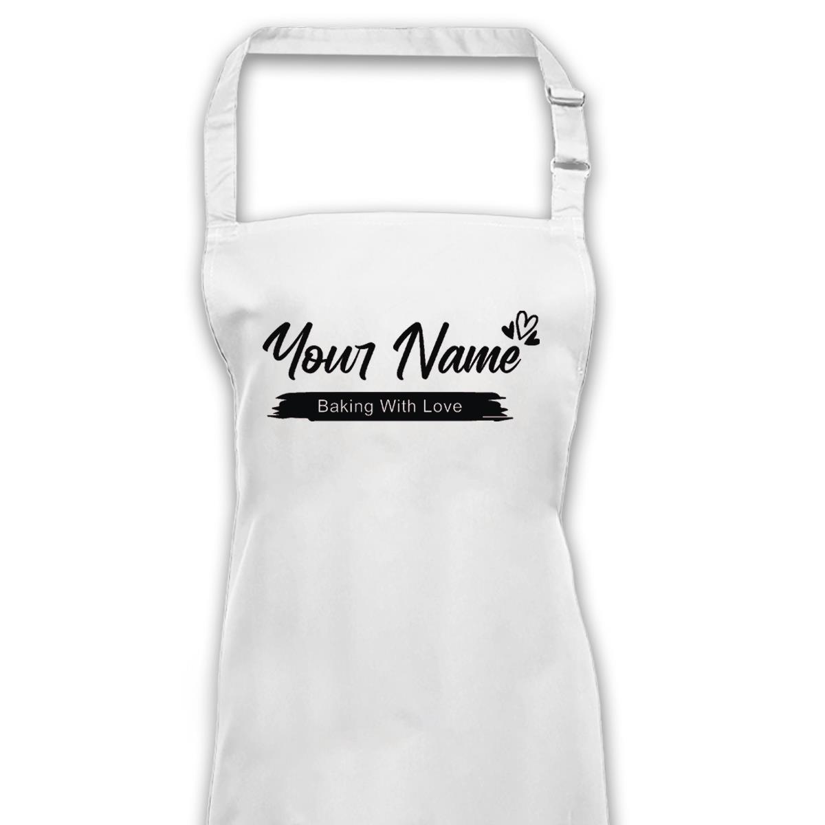 Personalised Love & Heart Apron Any Name No Pockets Kitchen Use Valentines Day - Picture 10 of 13