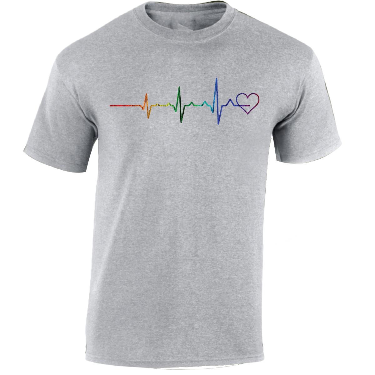 Rainbow Heartbeat Men T-Shirt lgbtq+ gay pride lesbian trans heart bi queer - Picture 14 of 14