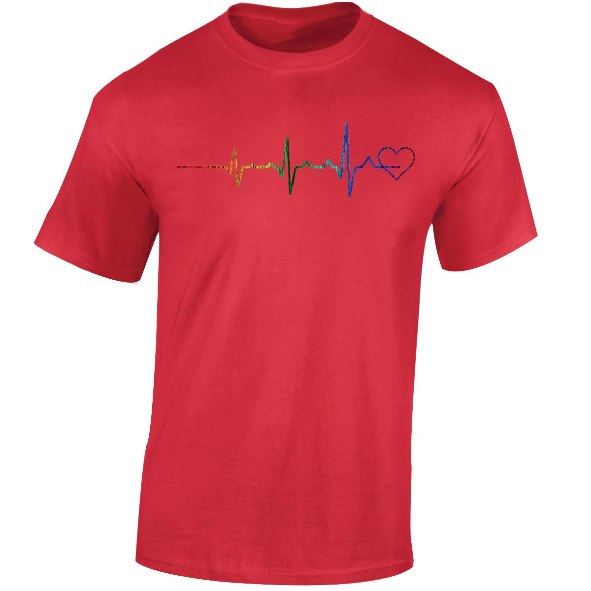 Rainbow Heartbeat Men T-Shirt lgbtq+ gay pride lesbian trans heart bi queer - Picture 13 of 14