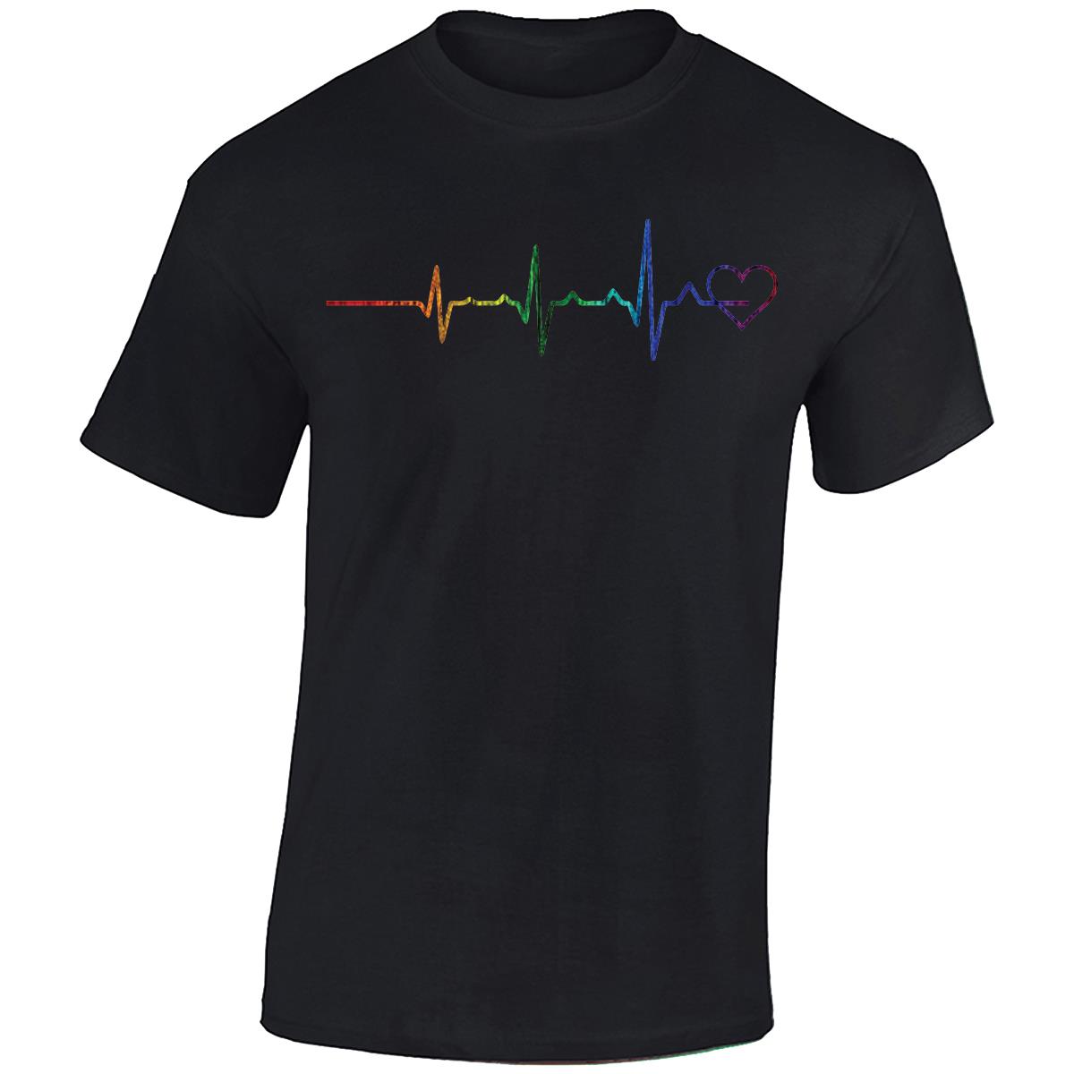 Rainbow Heartbeat Men T-Shirt lgbtq+ gay pride lesbian trans heart bi queer - Picture 3 of 14