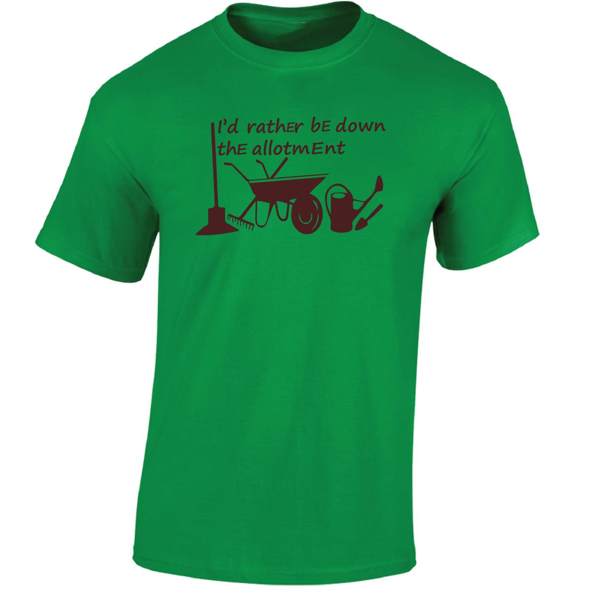 I'd Rather Be Down The Allotment Men T Shirt Printed Top Watering Digging Garden - Picture 8 of 15