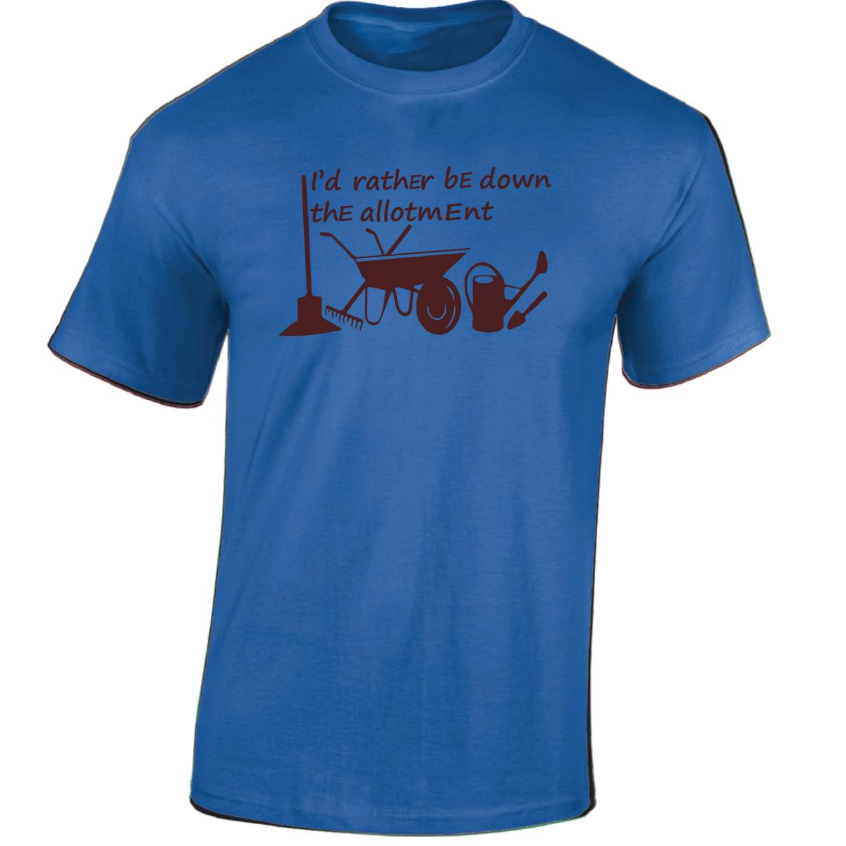 I'd Rather Be Down The Allotment Men T Shirt Printed Top Watering Digging Garden - Picture 13 of 15