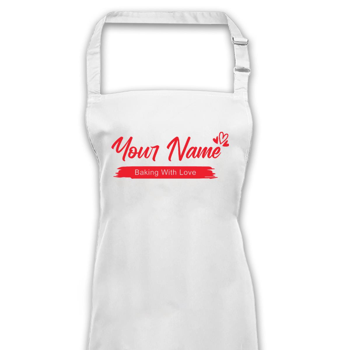 Personalised Love & Heart Apron Any Name No Pockets Kitchen Use Valentines Day - Picture 13 of 13