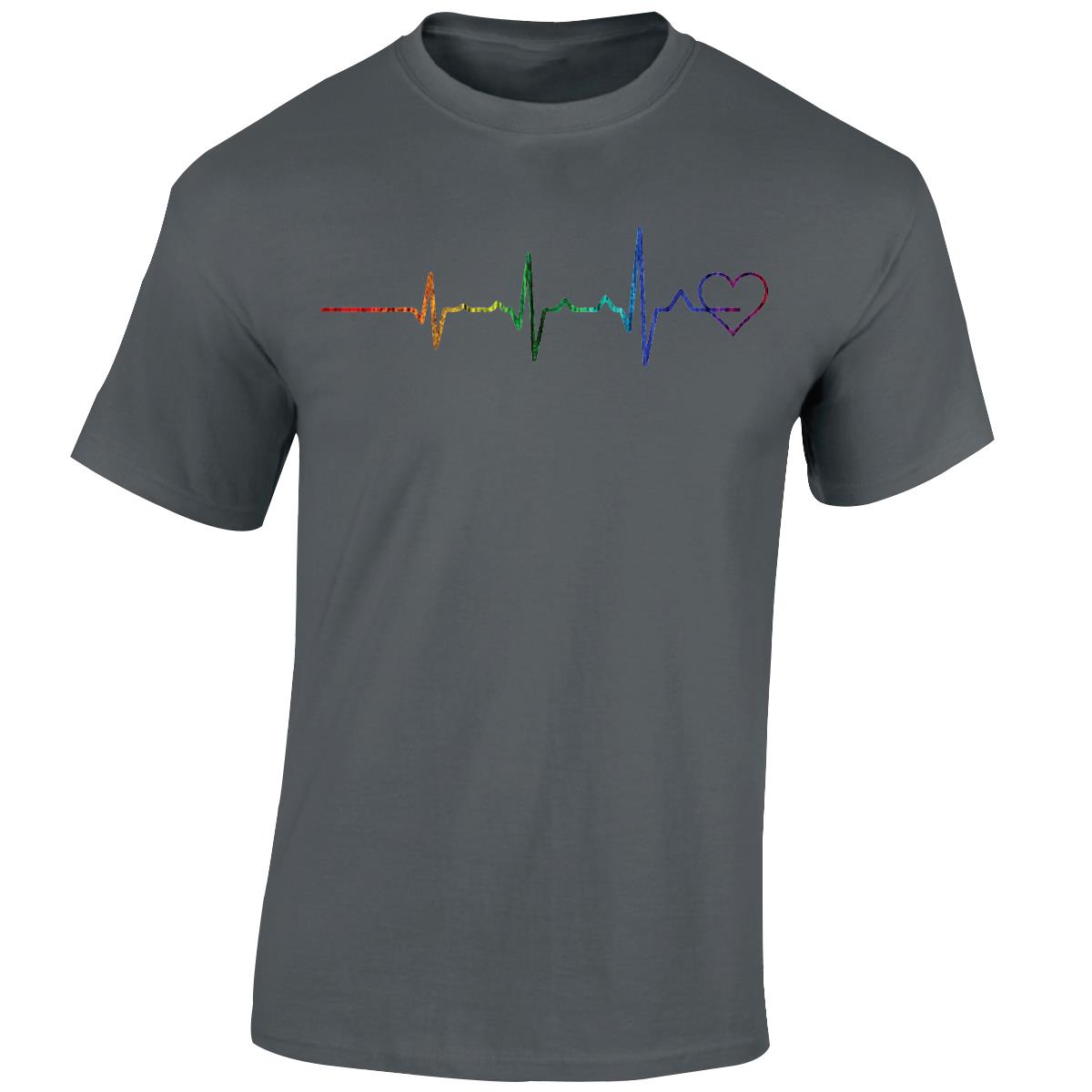 Rainbow Heartbeat Men T-Shirt lgbtq+ gay pride lesbian trans heart bi queer - Picture 4 of 14