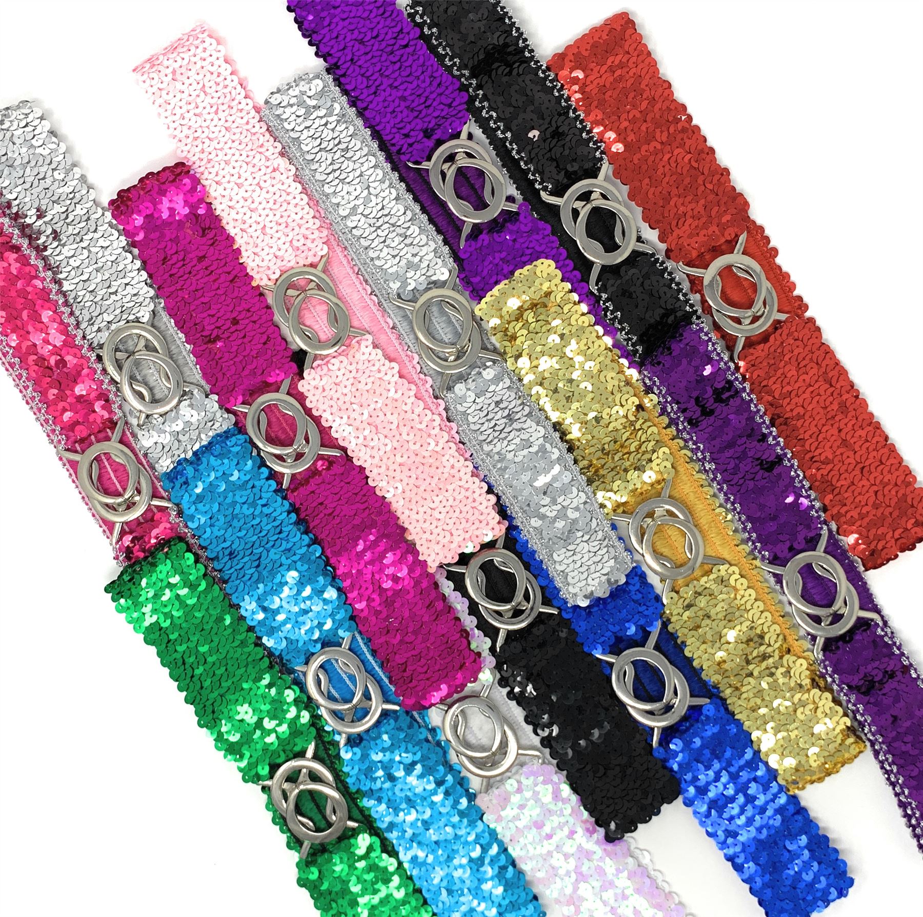 *UK* Sequin Colour Stretch Elastic Slim Belt Waistband Corset Paillette