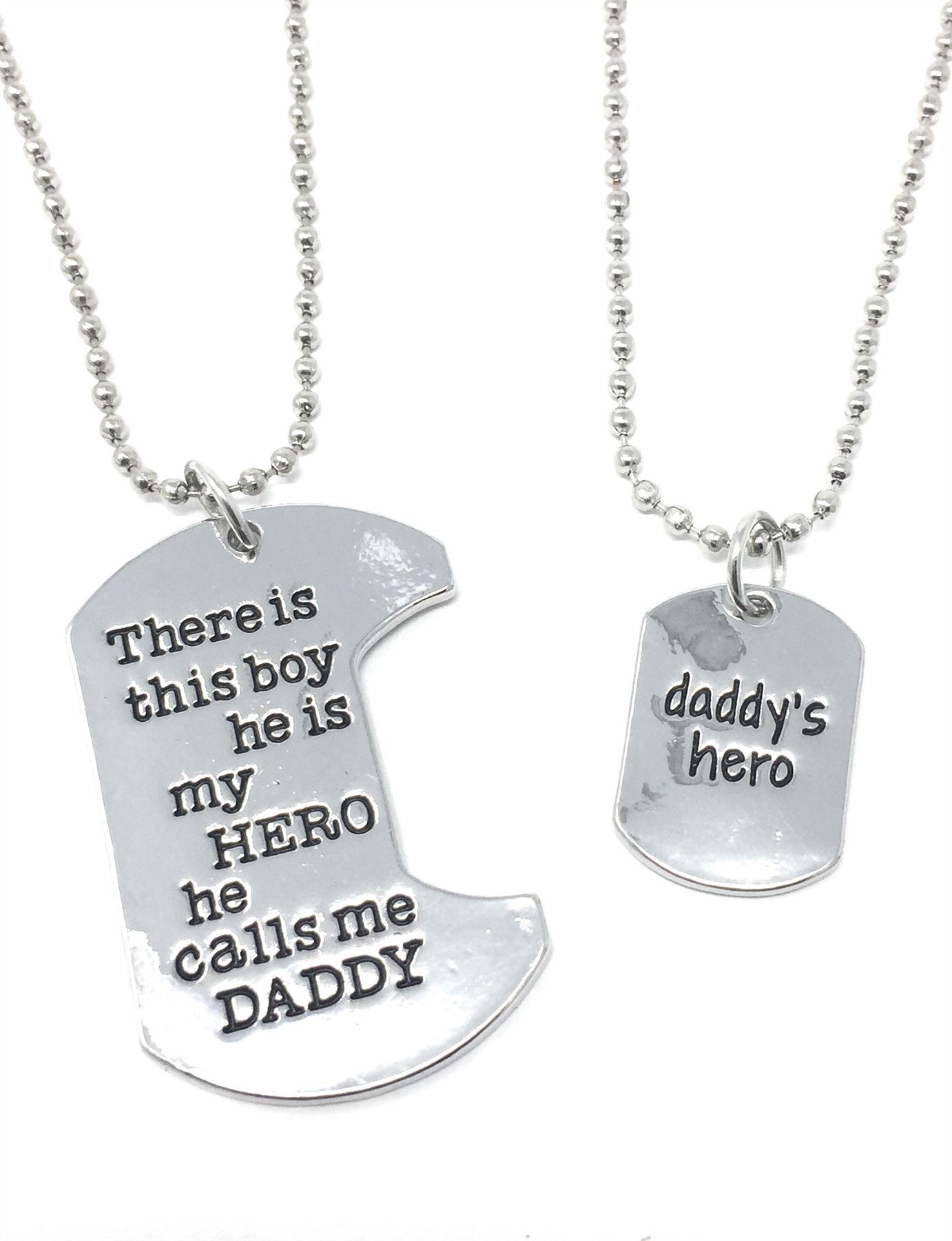 925 Silver Plt /'This Boy Is My Hero I Call Him Daddy/' Necklace Hero Dad Son A
