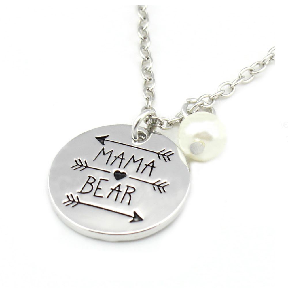 Uk Shop Silver Mama Bear Pendant Necklace New Mother Son Baby