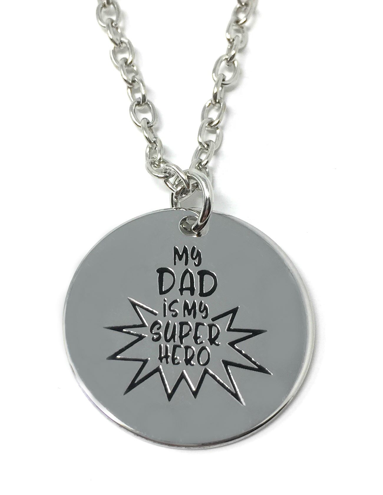 925 Silver Plt /'This Boy Is My Hero I Call Him Daddy/' Necklace Hero Dad Son A