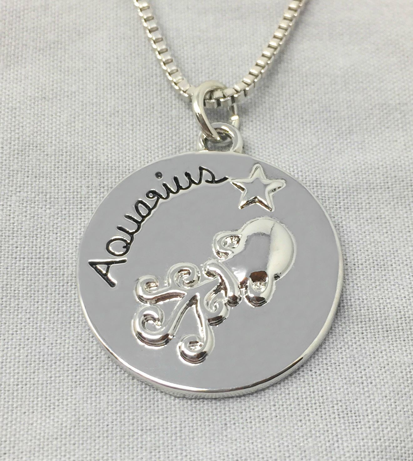 925 Silver Plt Reversible Zodiac Star Sign Necklace Romantic Fun Horoscope 12 C