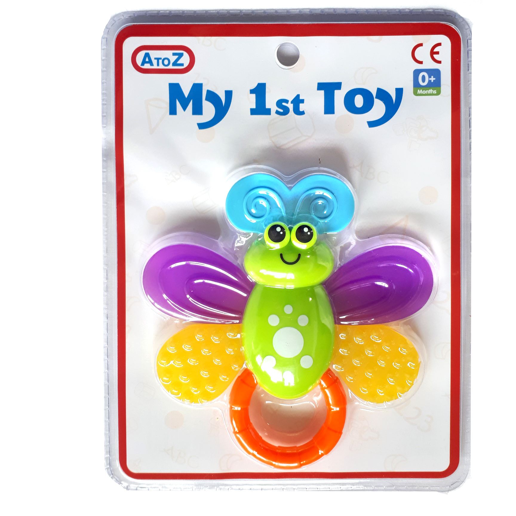 A to Z Baby Teether Rattle Toy from Birth Dinosaur Butterfly Bee - Picture 3 of 5