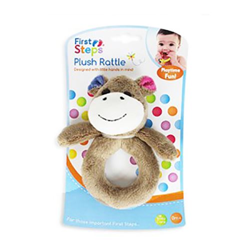 First Steps Plush Baby Animal Rattle Neutral 0m+ - Picture 4 of 5