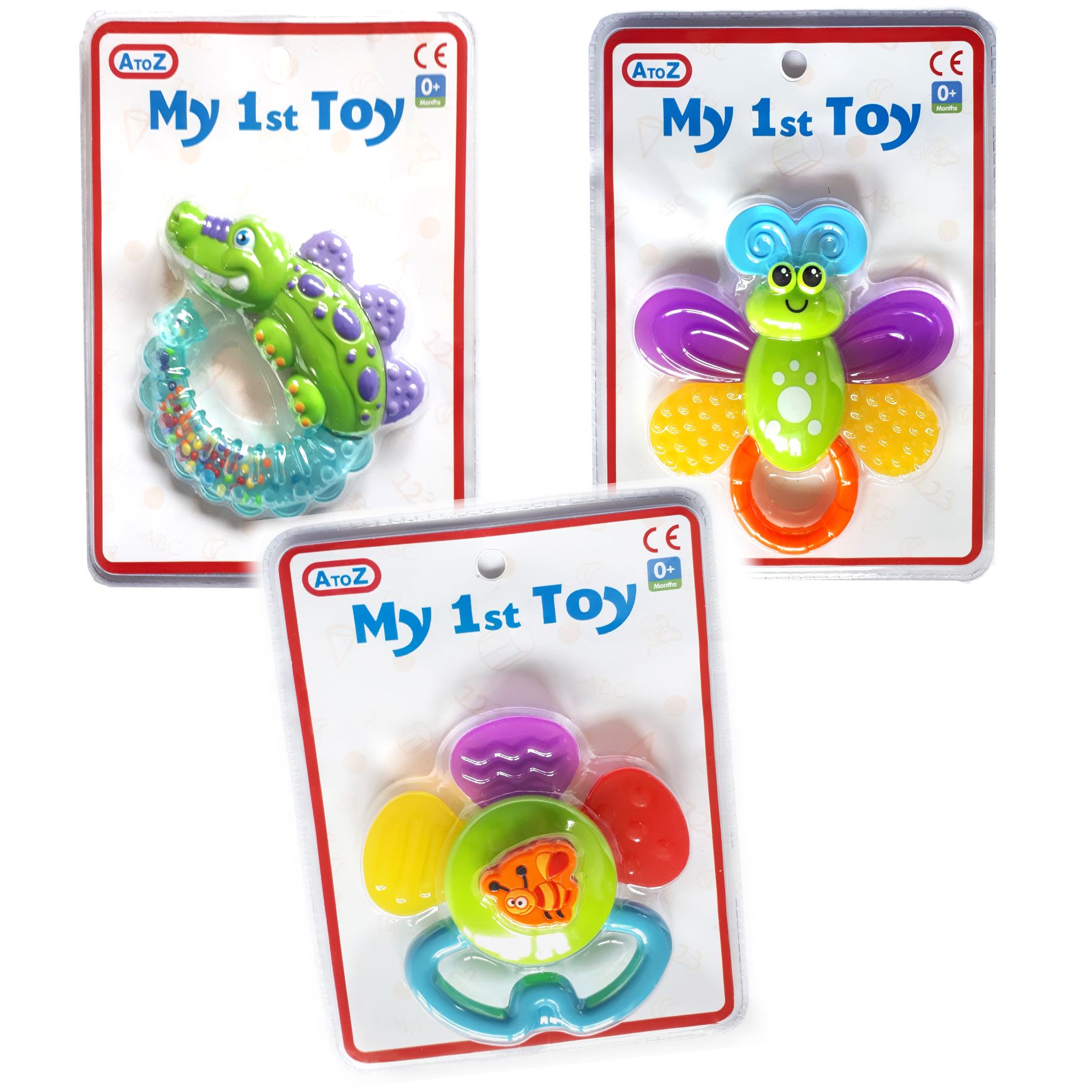 A to Z Baby Teether Rattle Toy from Birth Dinosaur Butterfly Bee - Picture 5 of 5