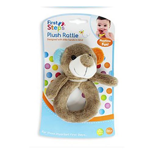 First Steps Plush Baby Animal Rattle Neutral 0m+ - Picture 2 of 5