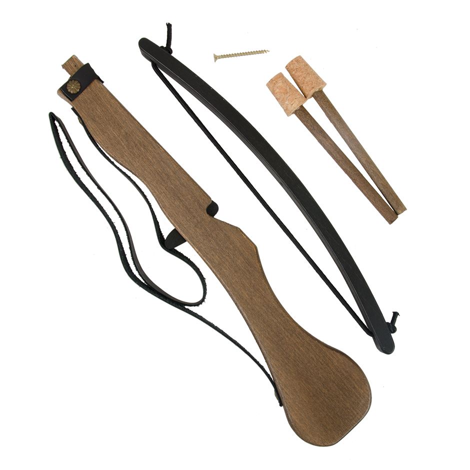 Small Toy Wooden Crossbow with 2 Cork Arrows Kalid Medieval